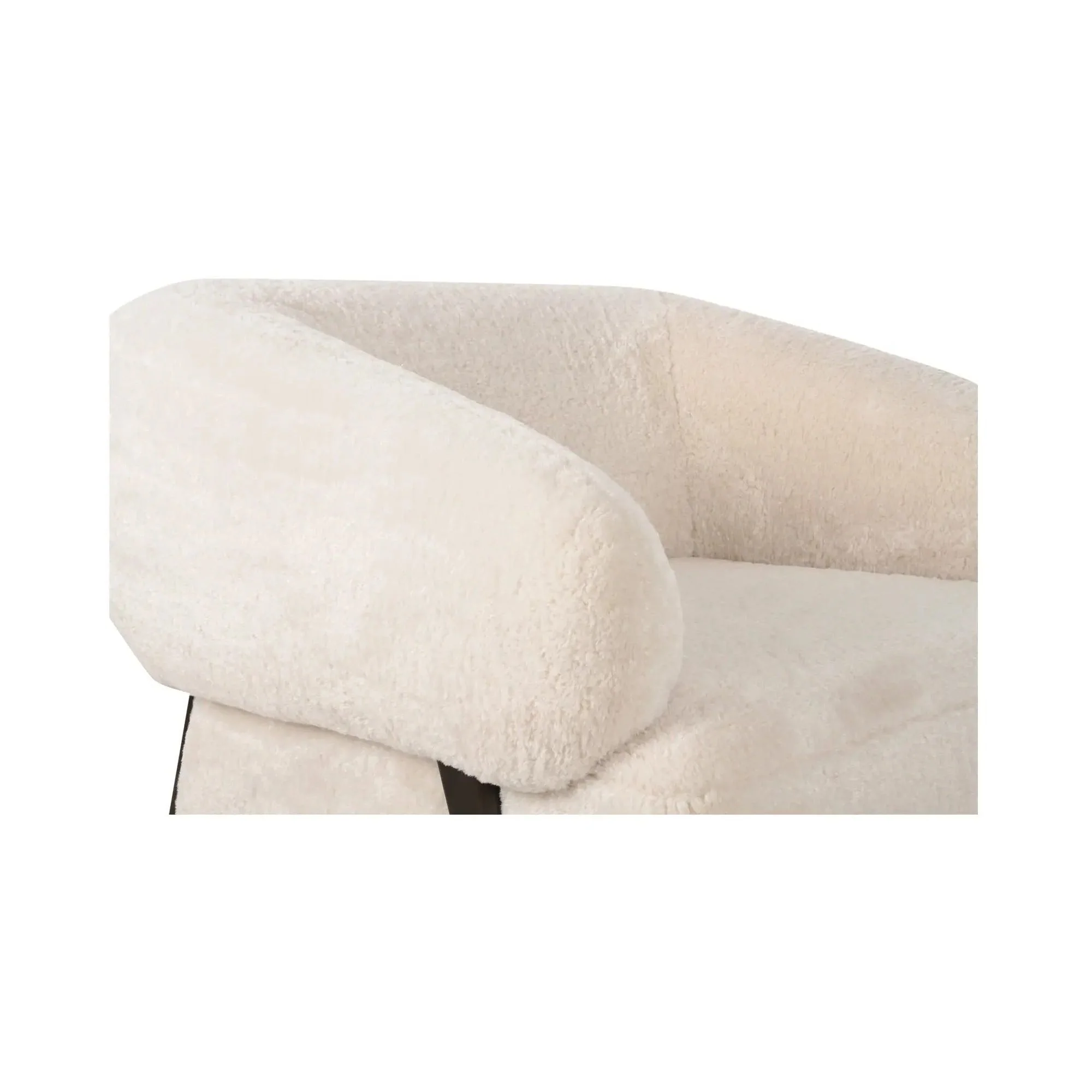 Moe's Home Collection Devlin Cream Faux Fur Lounge Chair - Image 10