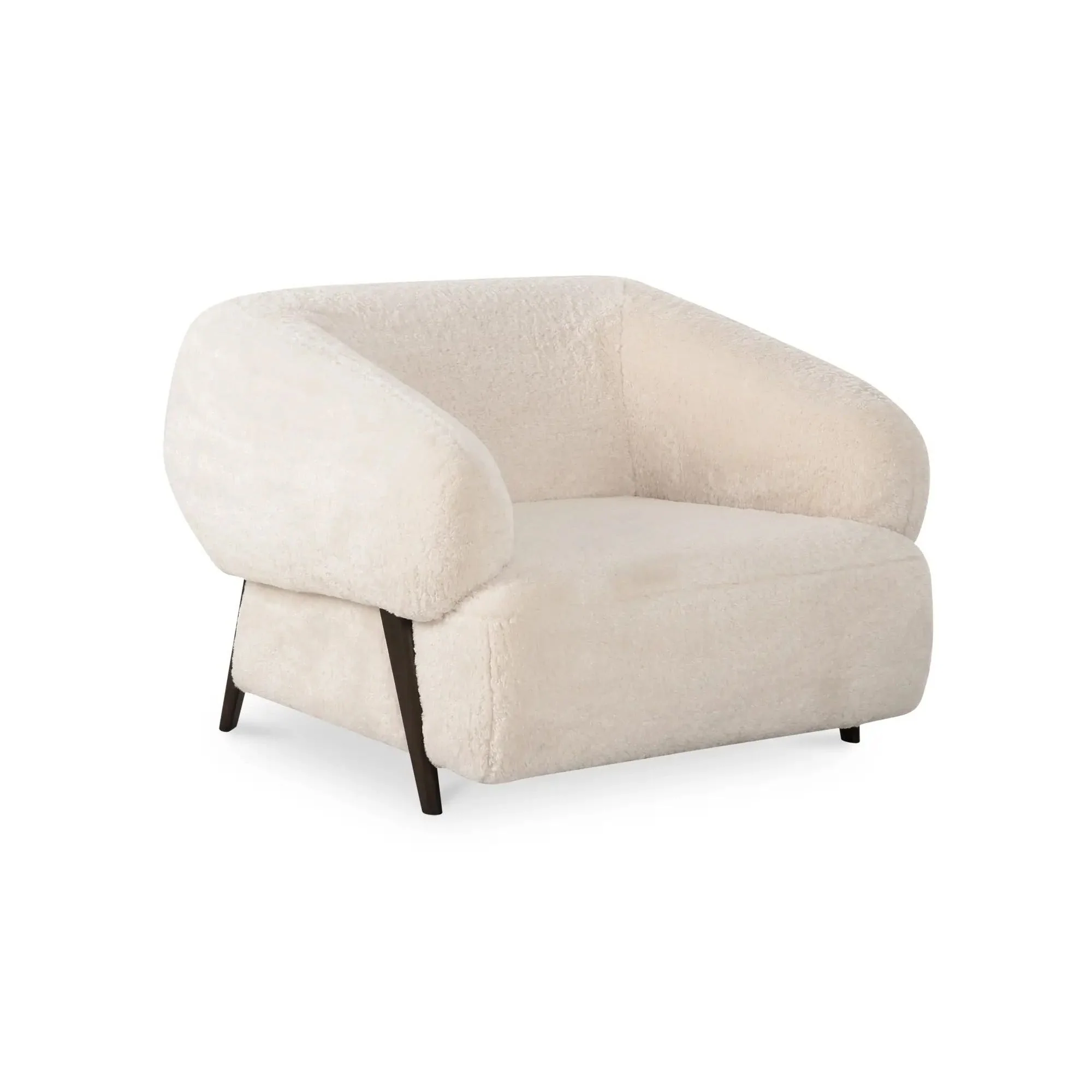 Moe's Home Collection Devlin Cream Faux Fur Lounge Chair - Image 2