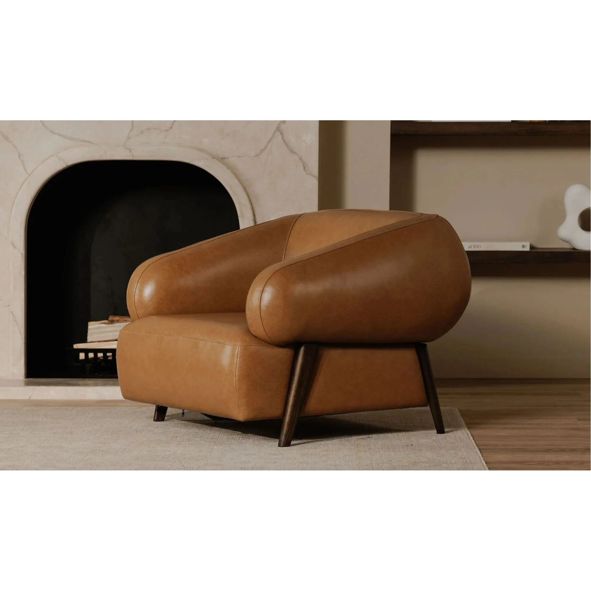Moe's Home Collection Devlin Tan Leather Lounge Chair - Image 3