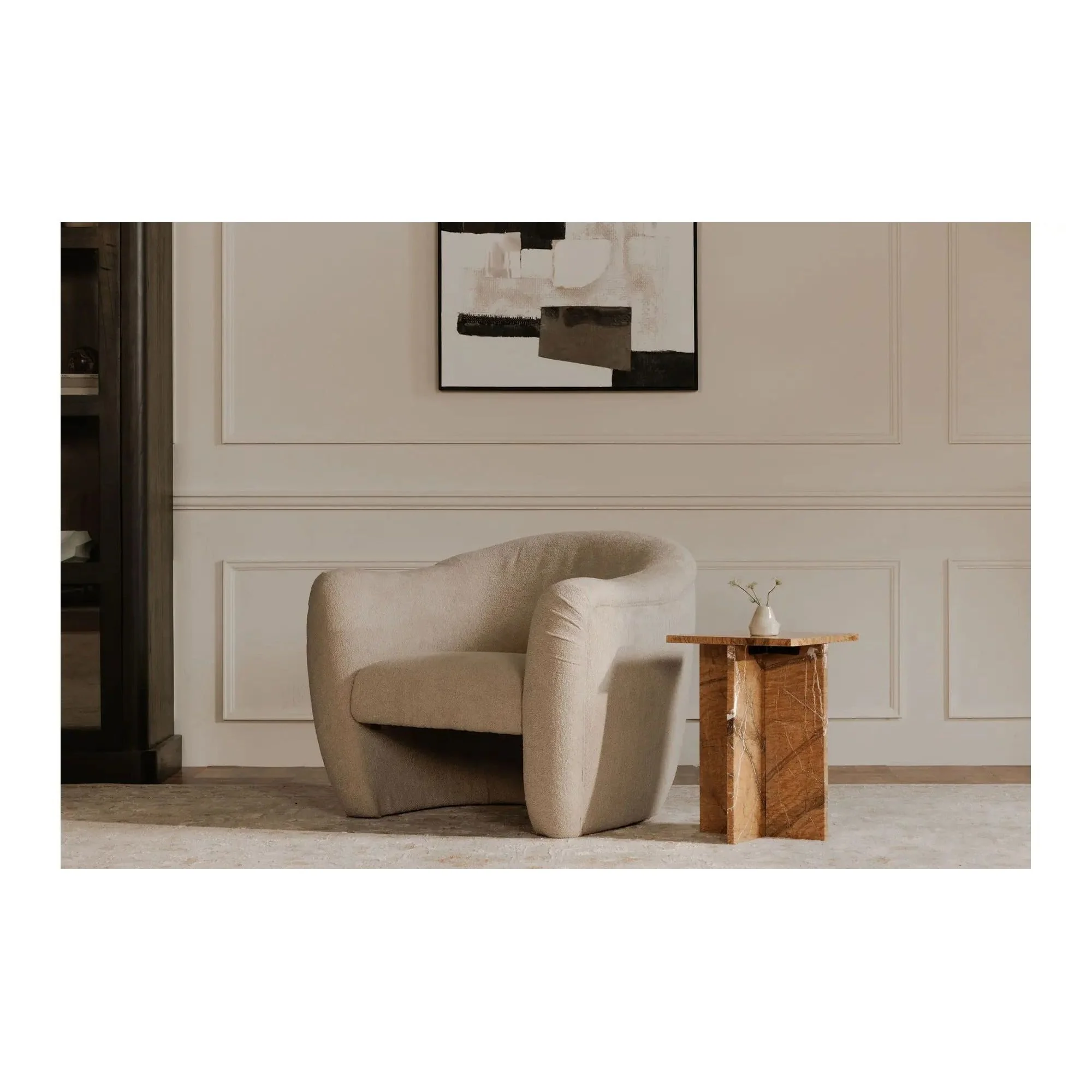 Moe's Home Collection Domino Beige Accent Chair