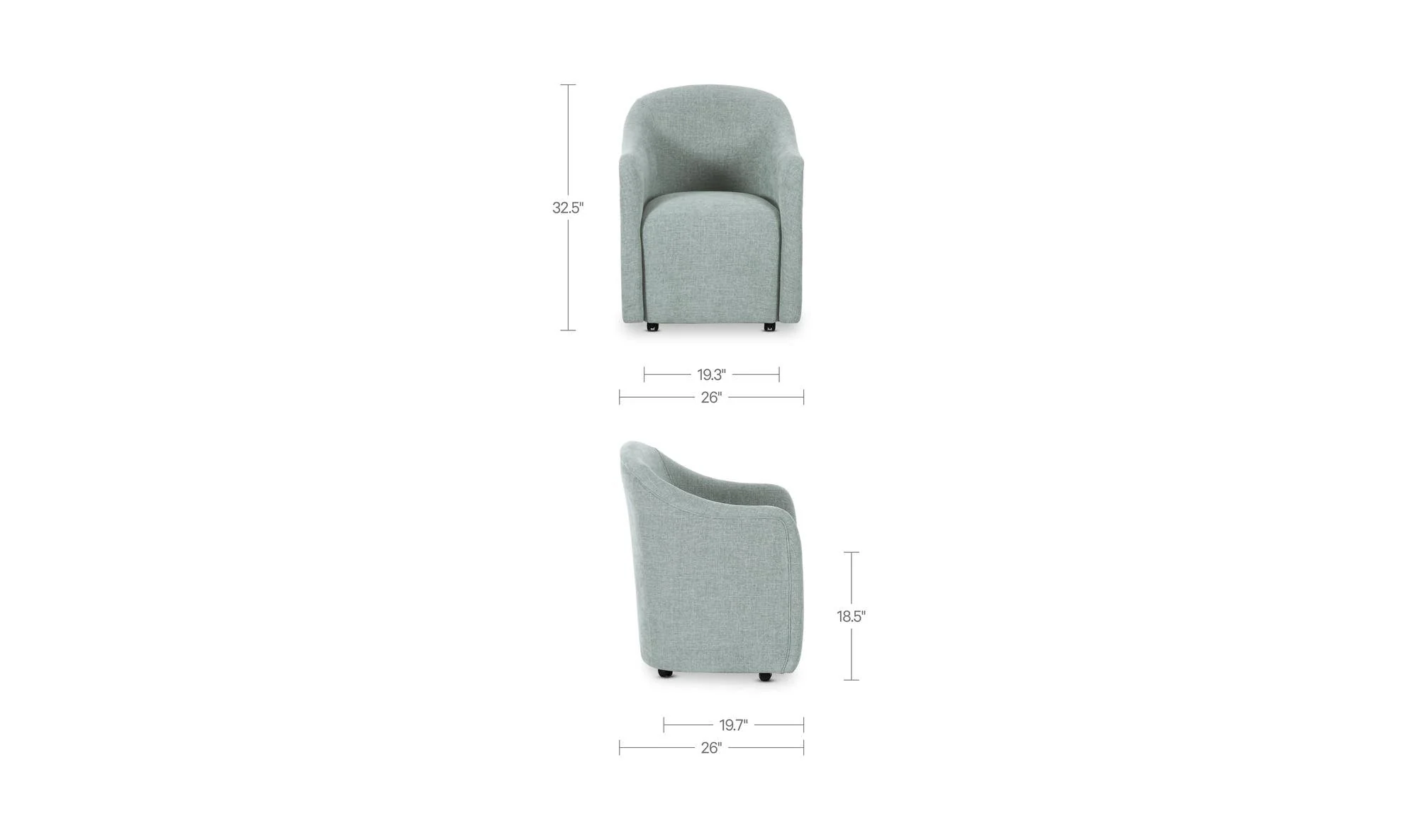 Moe's Home Drava Rolling Dining Chair Light Blue - Image 10