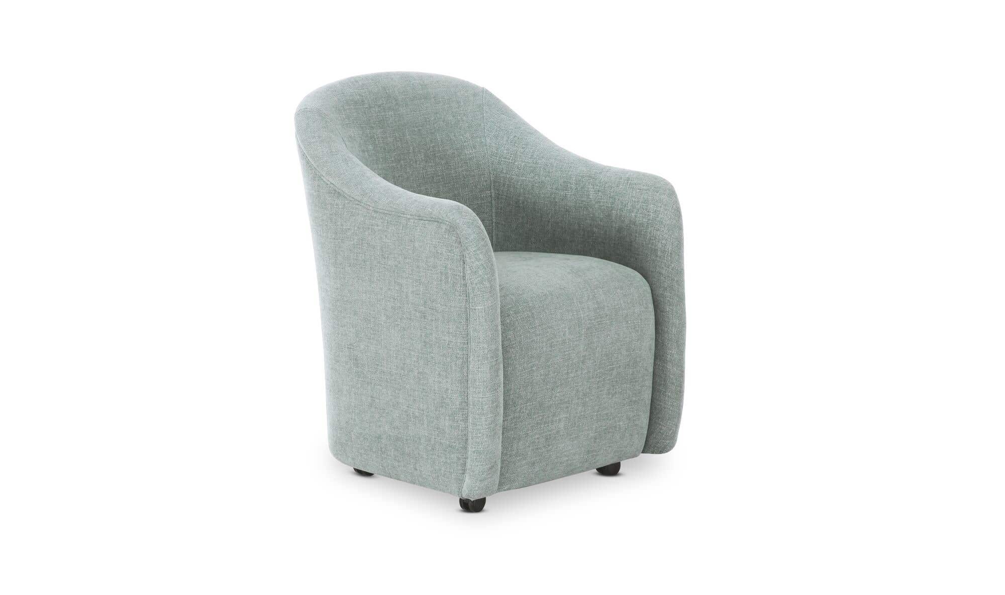 Moe's Home Drava Rolling Dining Chair Light Blue - Image 3