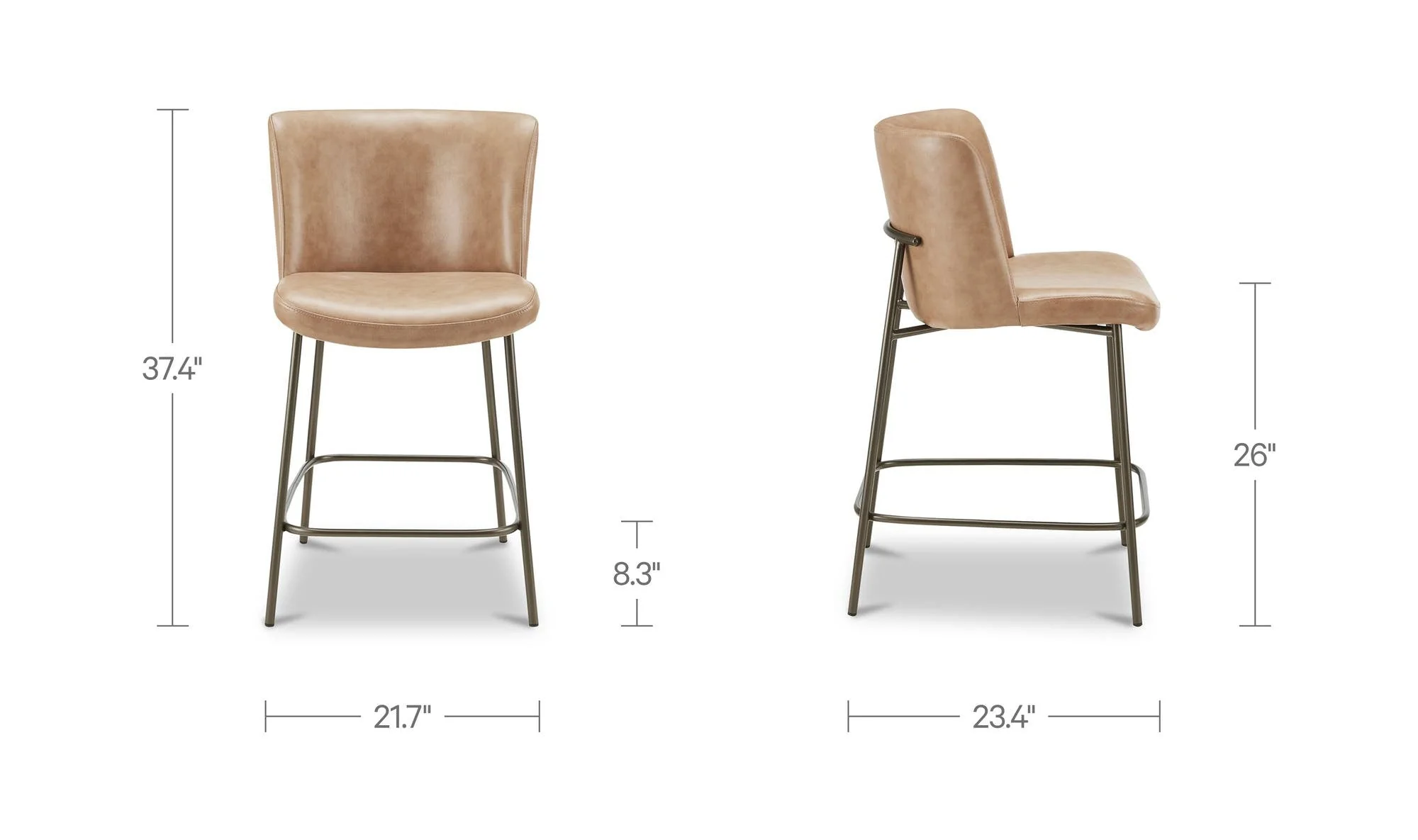 Moe's Home Early Counter Stool Tan Leather - Image 8