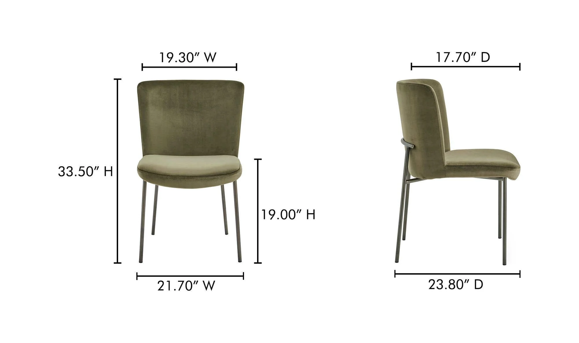 Moe's Home Early Dining Chair Faux Green Mohair-Set Of Two - Image 10