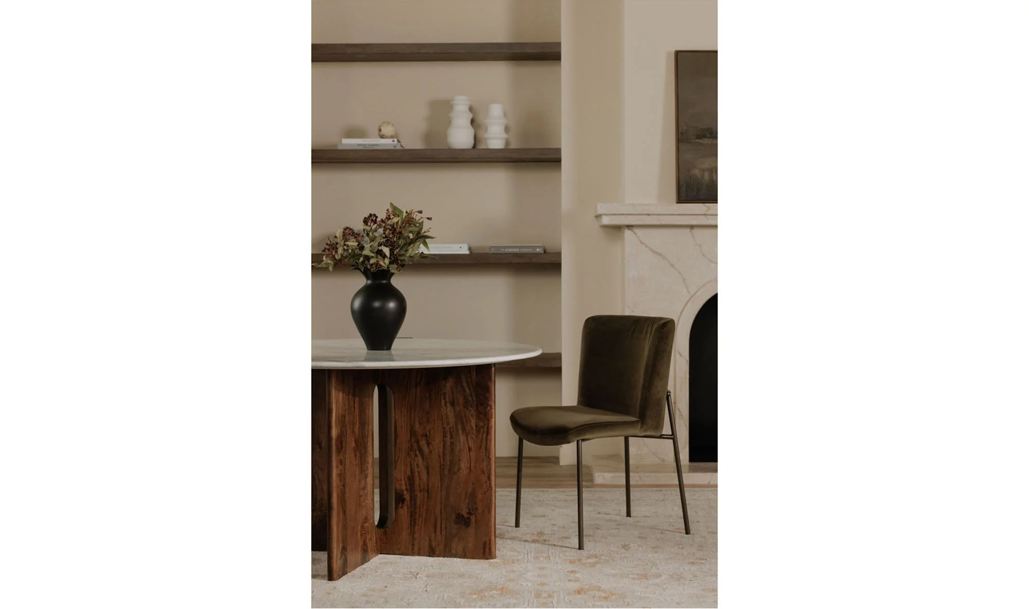 Moe's Home Early Dining Chair Faux Green Mohair-Set Of Two - Image 2