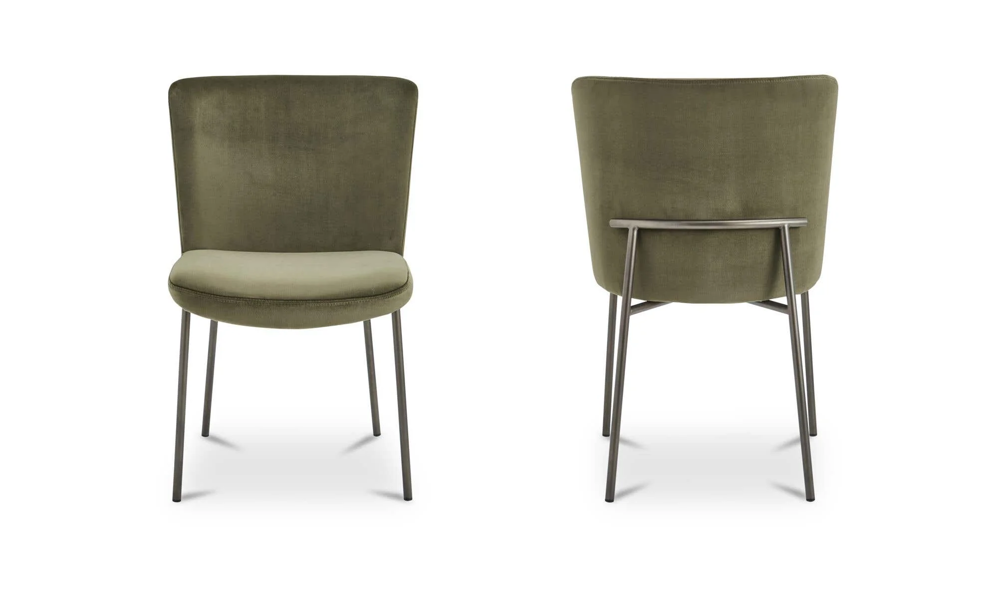 Moe's Home Early Dining Chair Faux Green Mohair-Set Of Two - Image 3