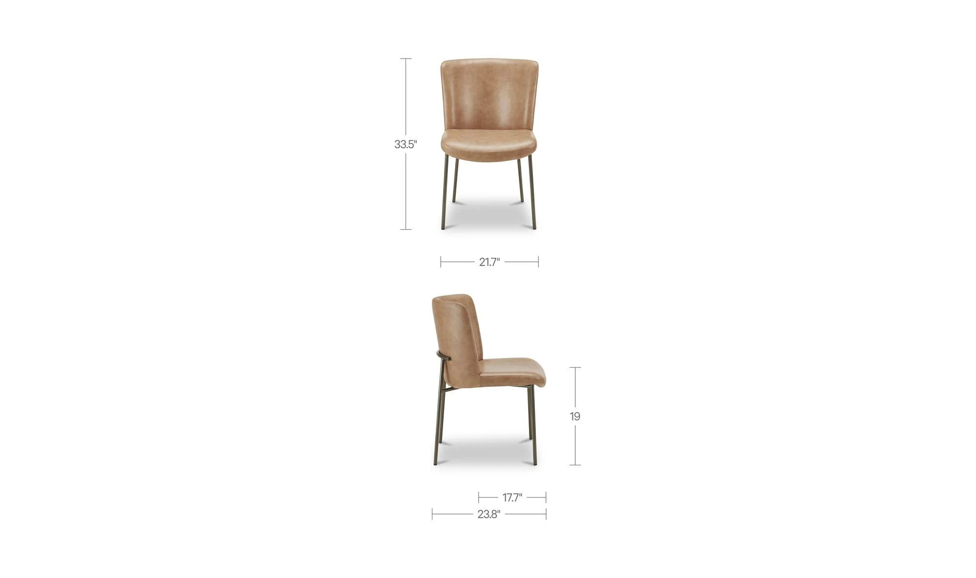 Moe's Home Early Dining Chair Tan Leather-Set Of Two - Image 11