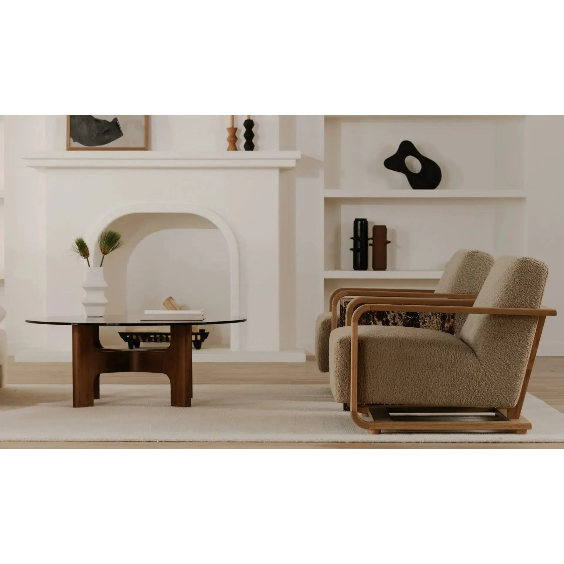 Moe's Home Collection Eckersley Beige Faux Shearling Lounge Chair - Image 4