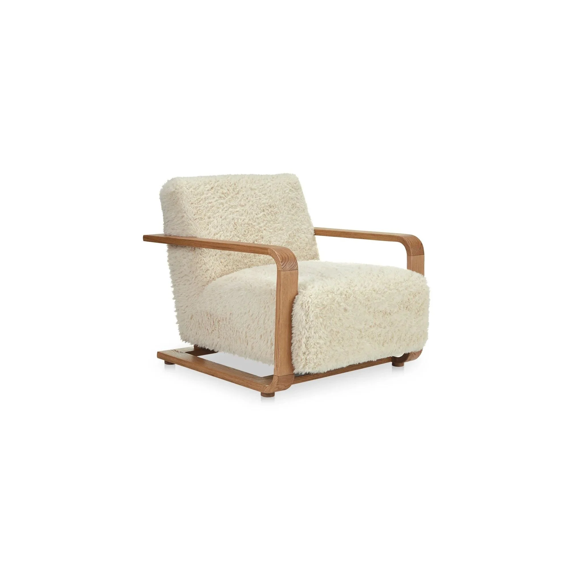 Moe's Home Collection Eckersley Cream Faux Fur Lounge - Image 3