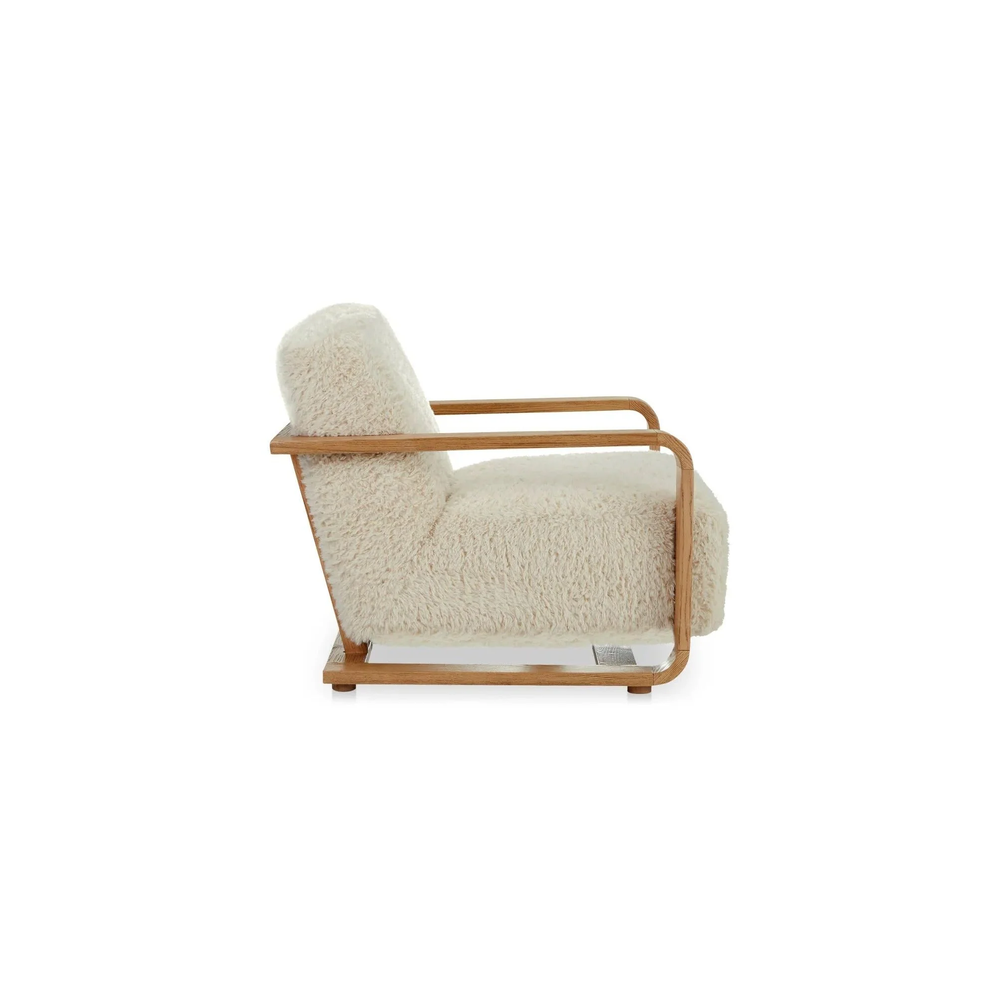 Moe's Home Collection Eckersley Cream Faux Fur Lounge - Image 4