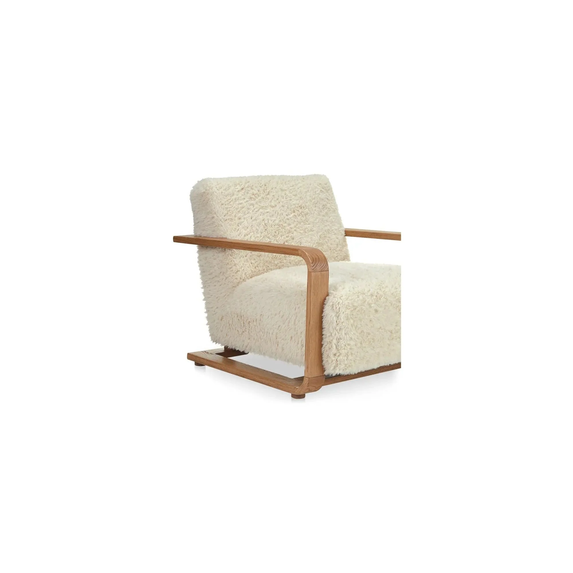 Moe's Home Collection Eckersley Cream Faux Fur Lounge - Image 6