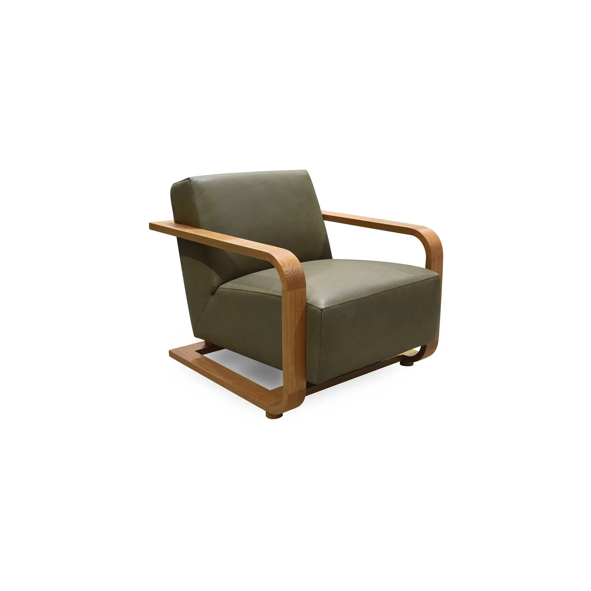 Moe's Home Collection Eckersley Olive Leather Lounge Chair - Image 3