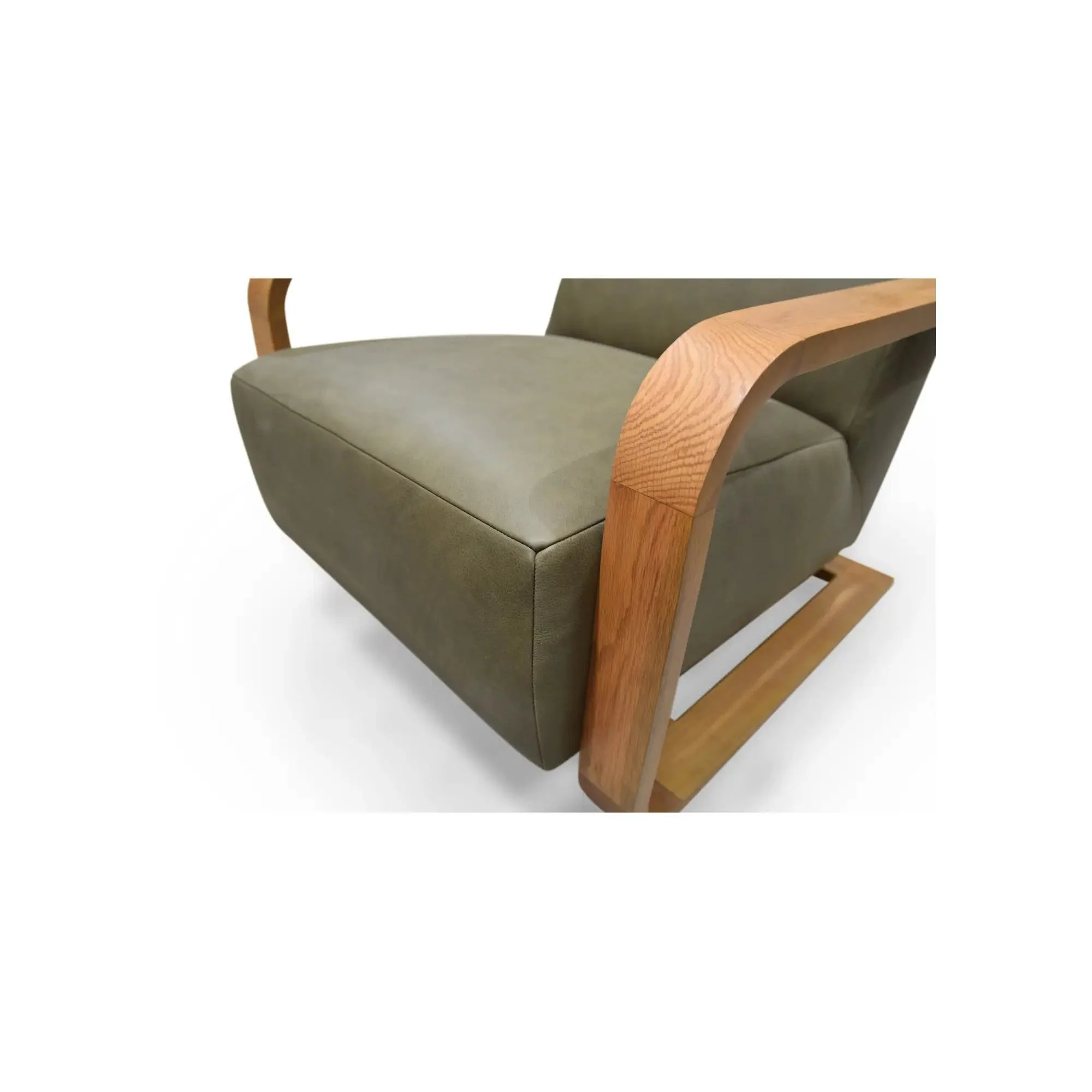 Moe's Home Collection Eckersley Olive Leather Lounge Chair - Image 6