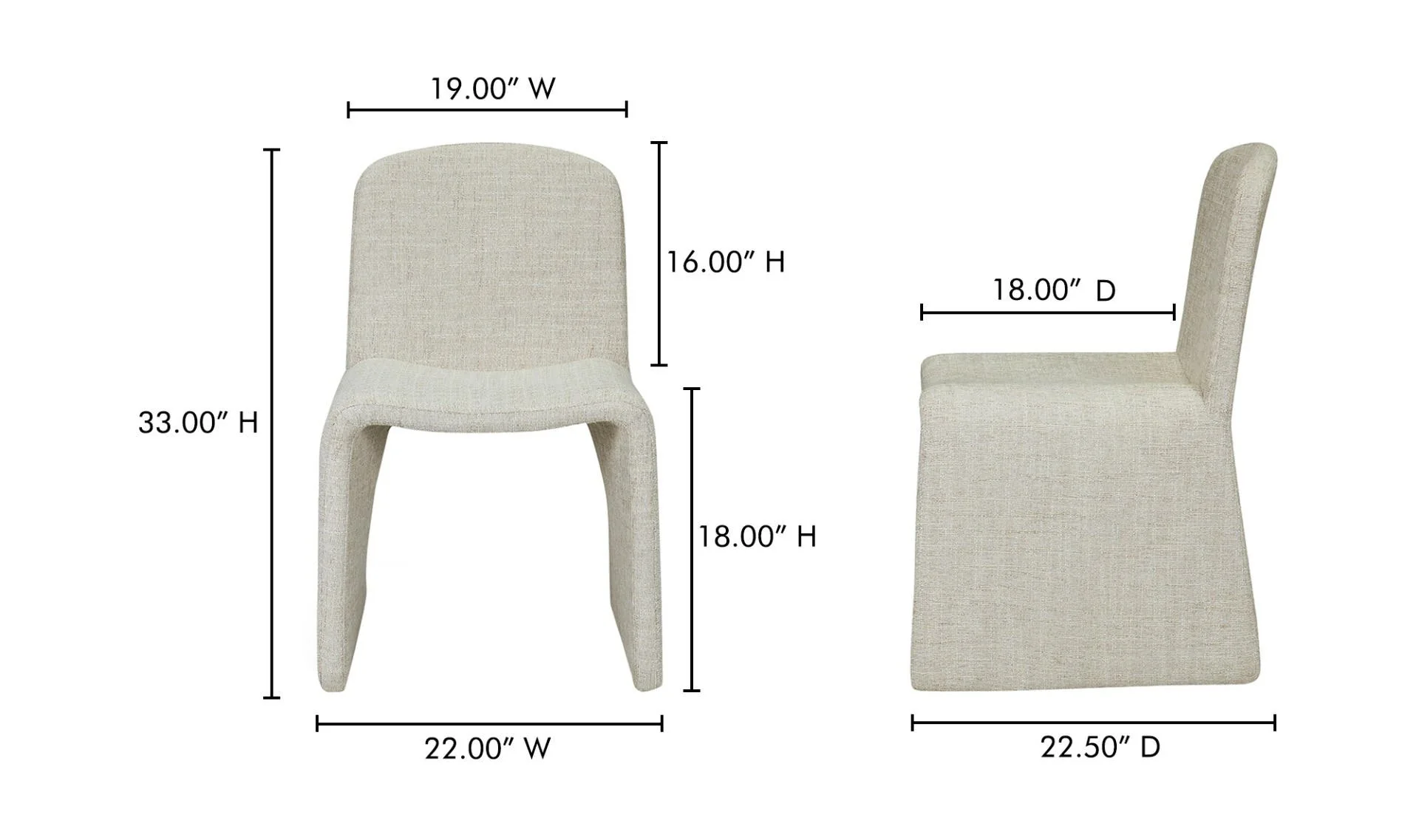 Moe's Home Ella Dining Chair Heather Beige - Image 7