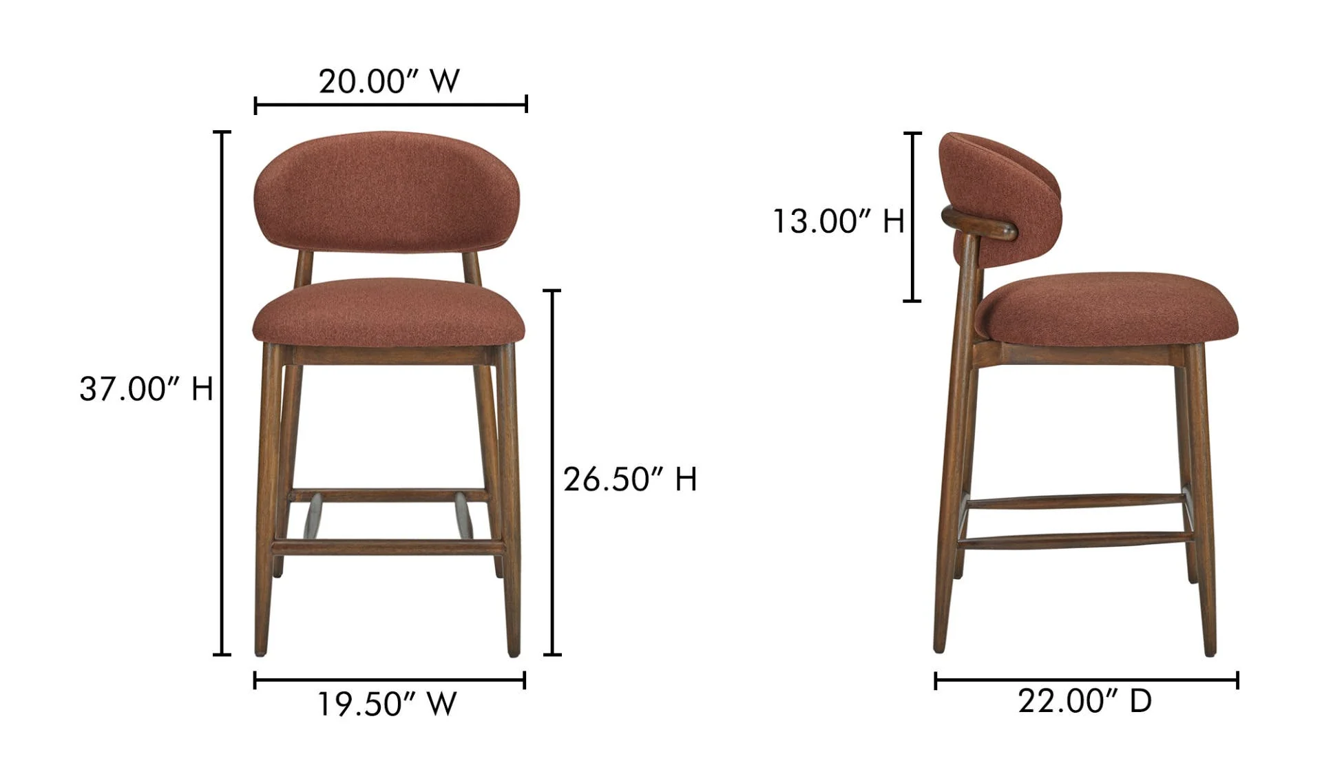 Moe's Home Ellie Counter Stool Rust - Image 7