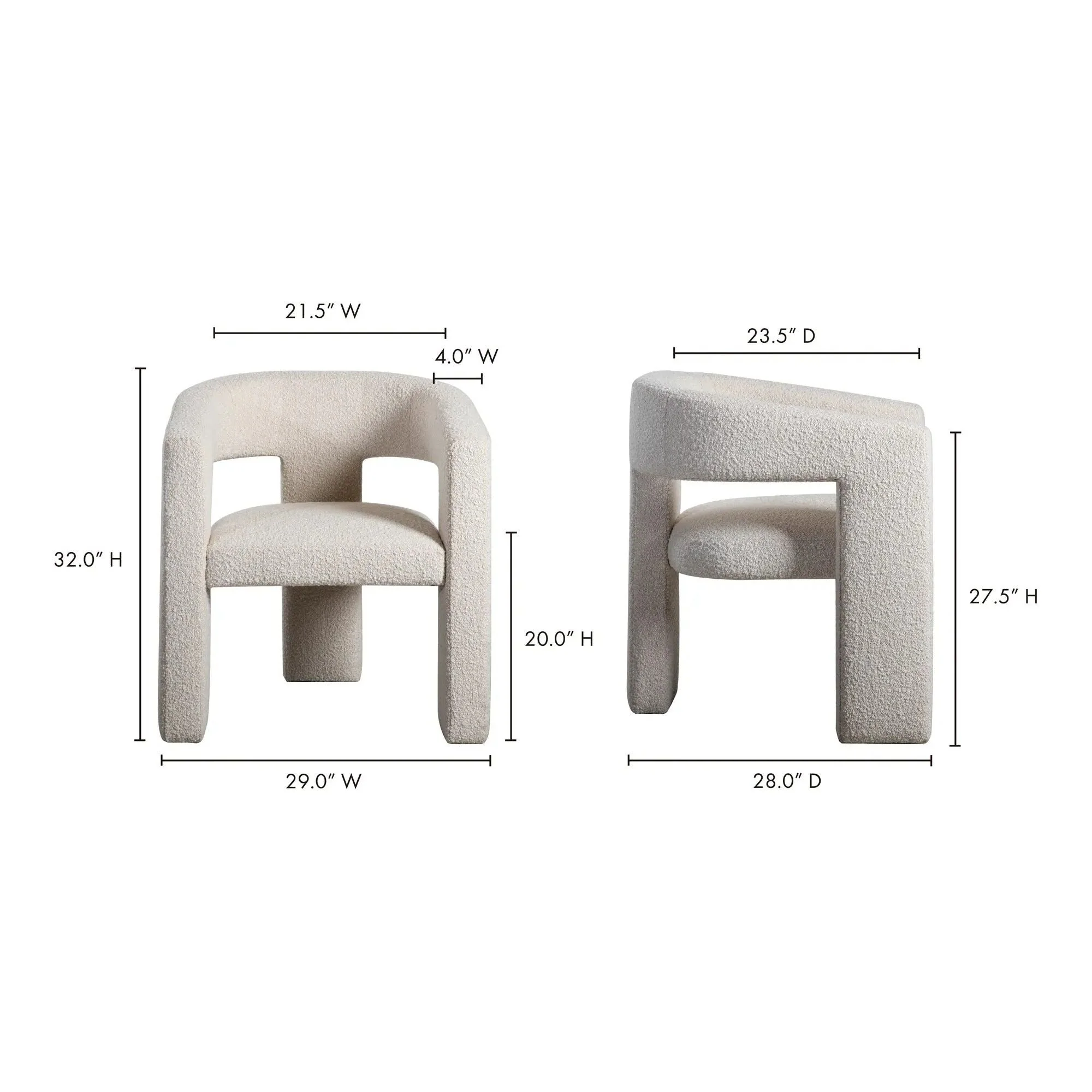 Moe's Home Collection Elo White Boucle Chair - Image 11