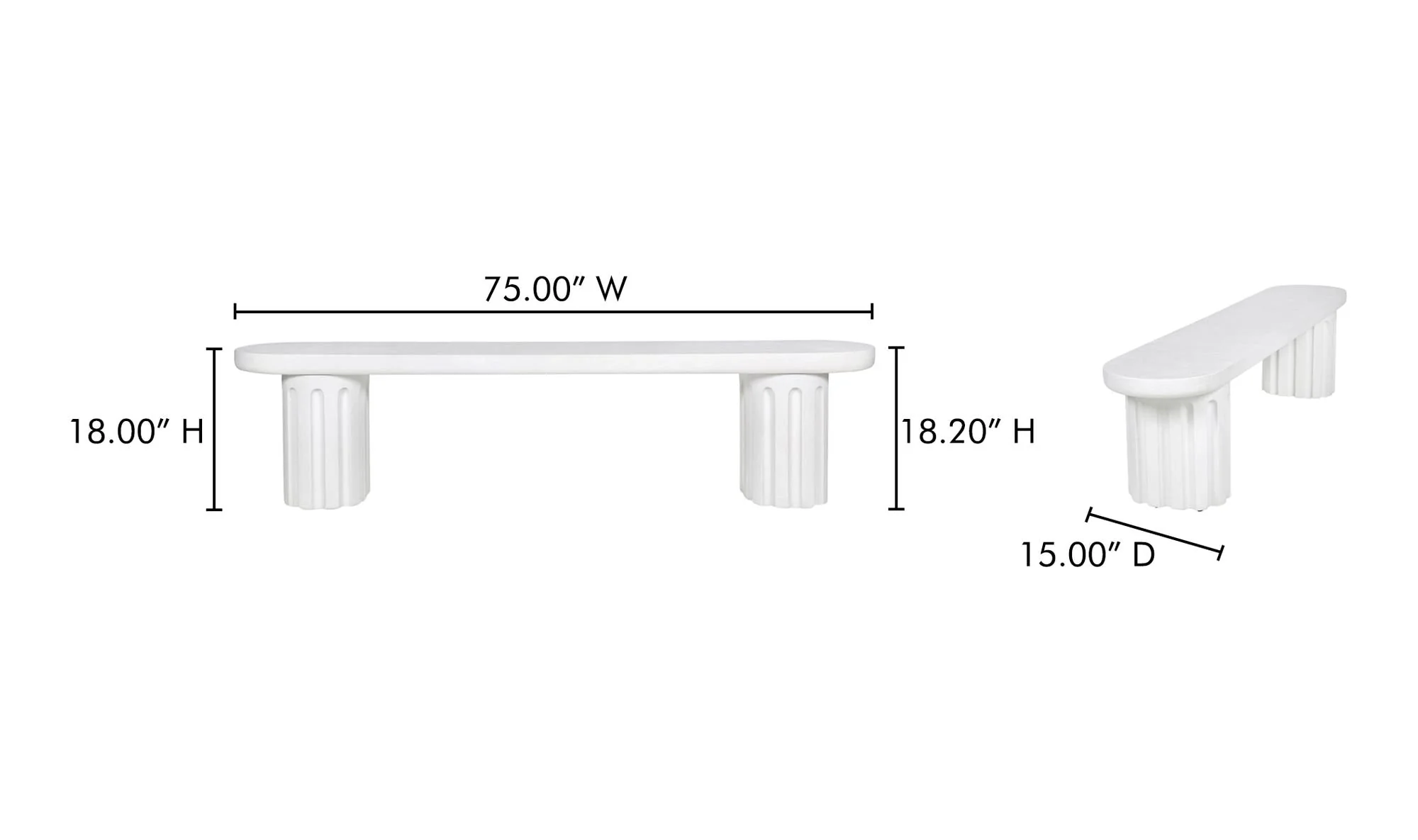 Moe's Home Eris Outdoor Dining Bench White - Image 12