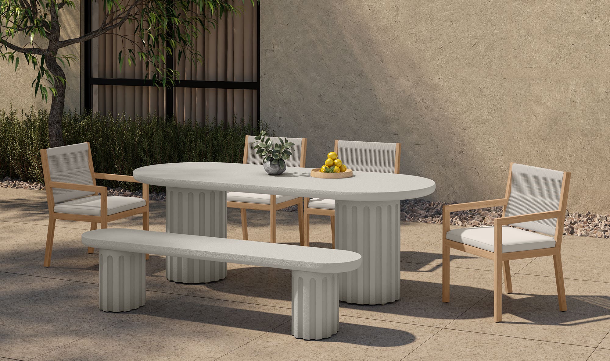 Moe's Home Eris Outdoor Dining Bench White - Image 3