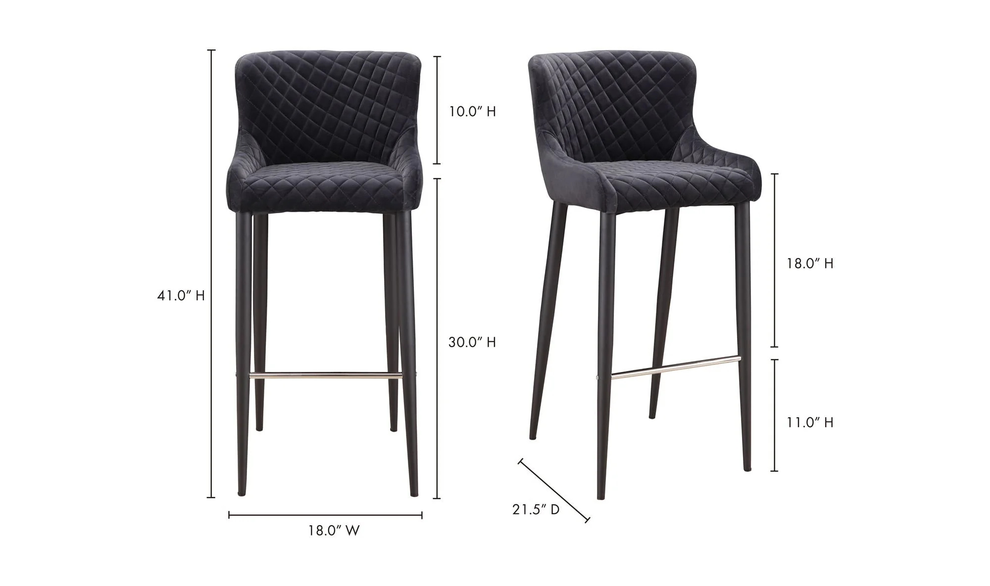 Moe's Home Etta Bar Stool Dark Grey - Image 8