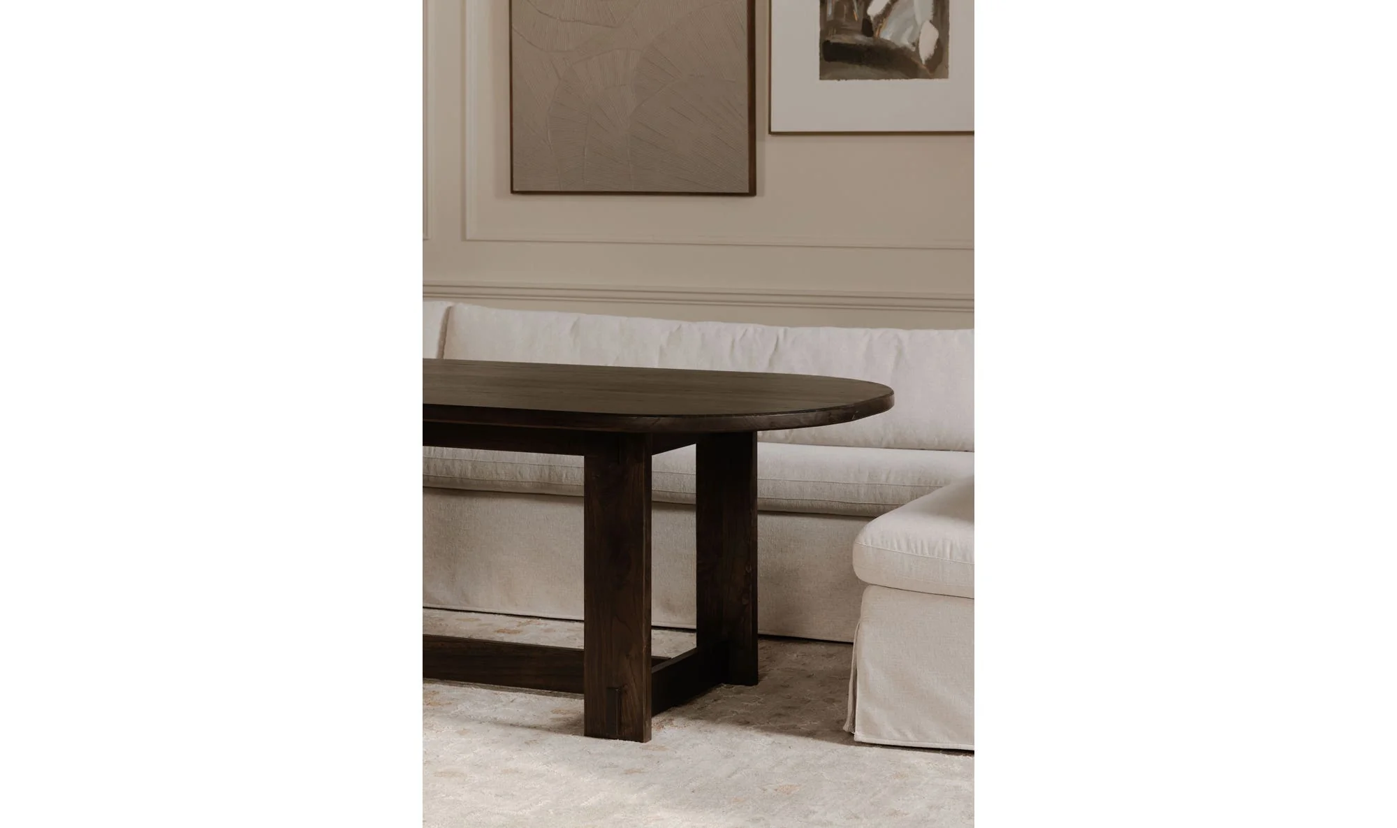Moe's Home Fable Slipcover Dining Bench Beige - Image 3