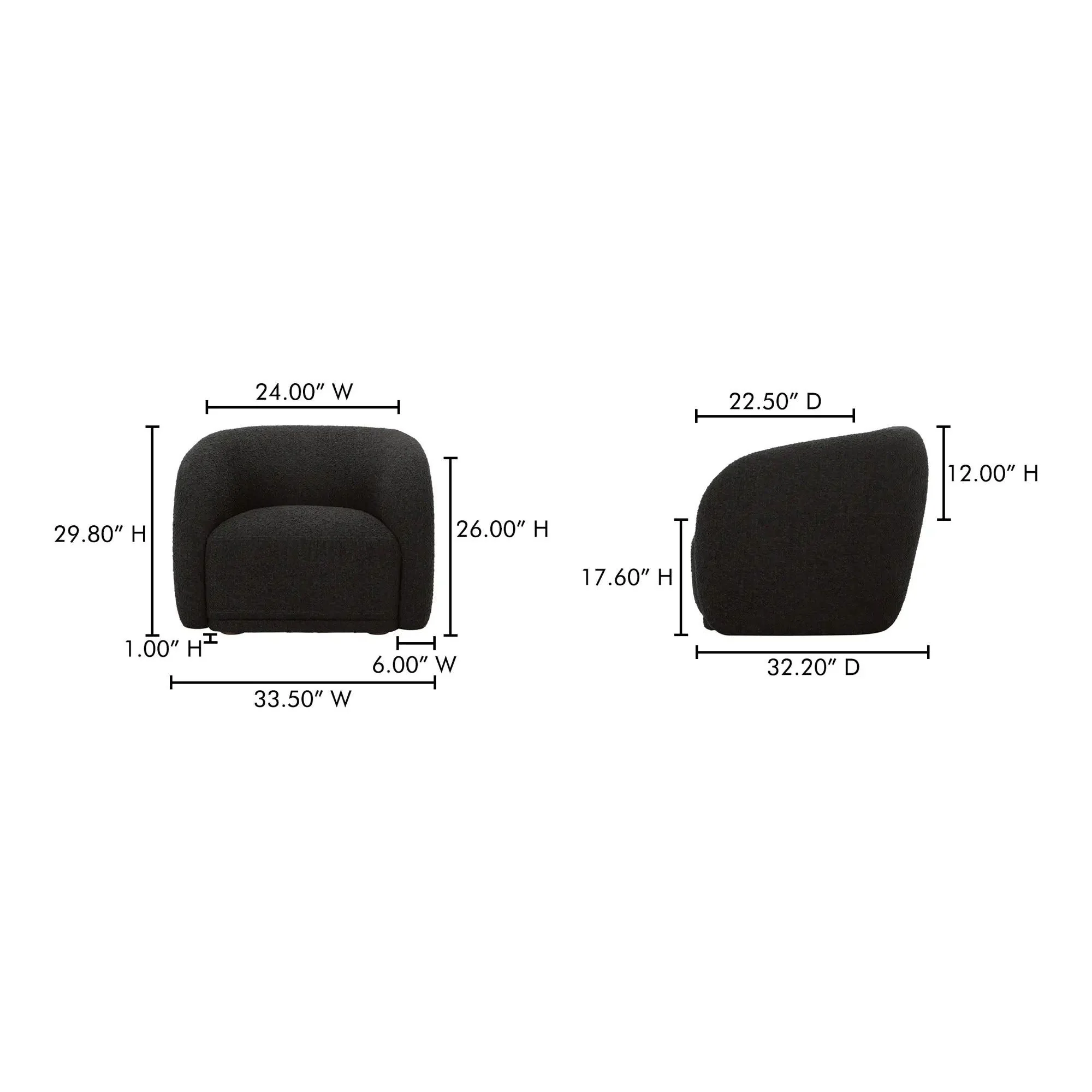 Moe's Home Collection Faye Black Boucle Accent Chair - Image 7