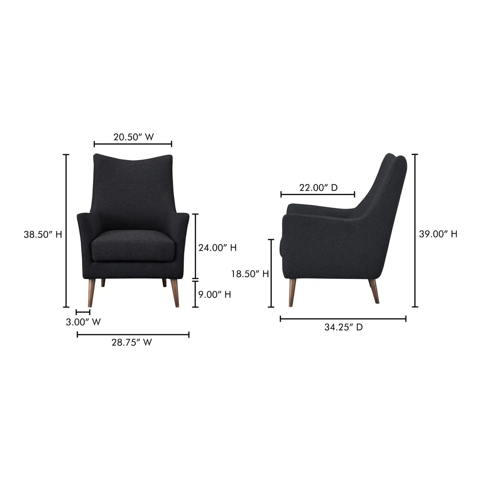 Moe's Home Collection Fisher Charcoal Armchair - Image 8
