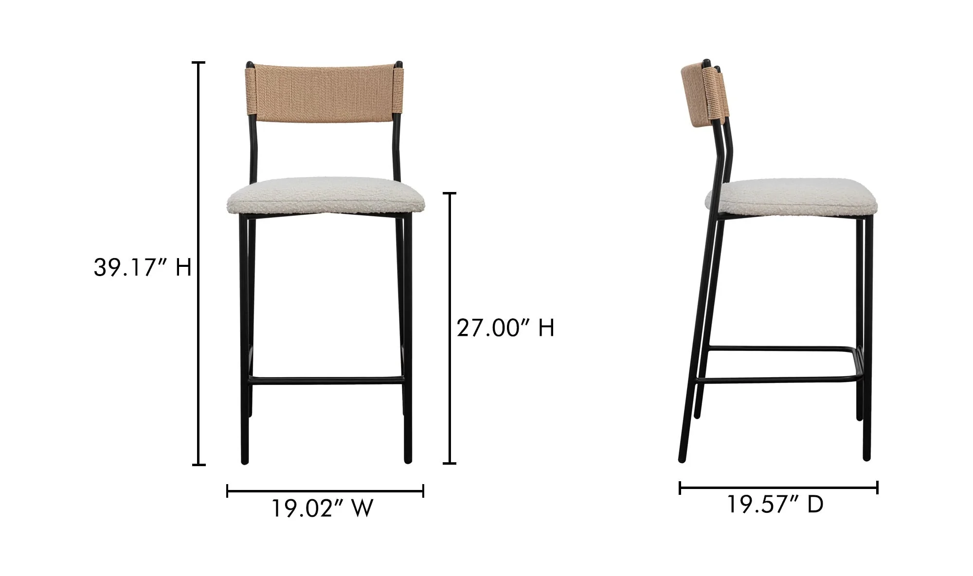 Moe's Home Foley Counter Stool White - Image 10