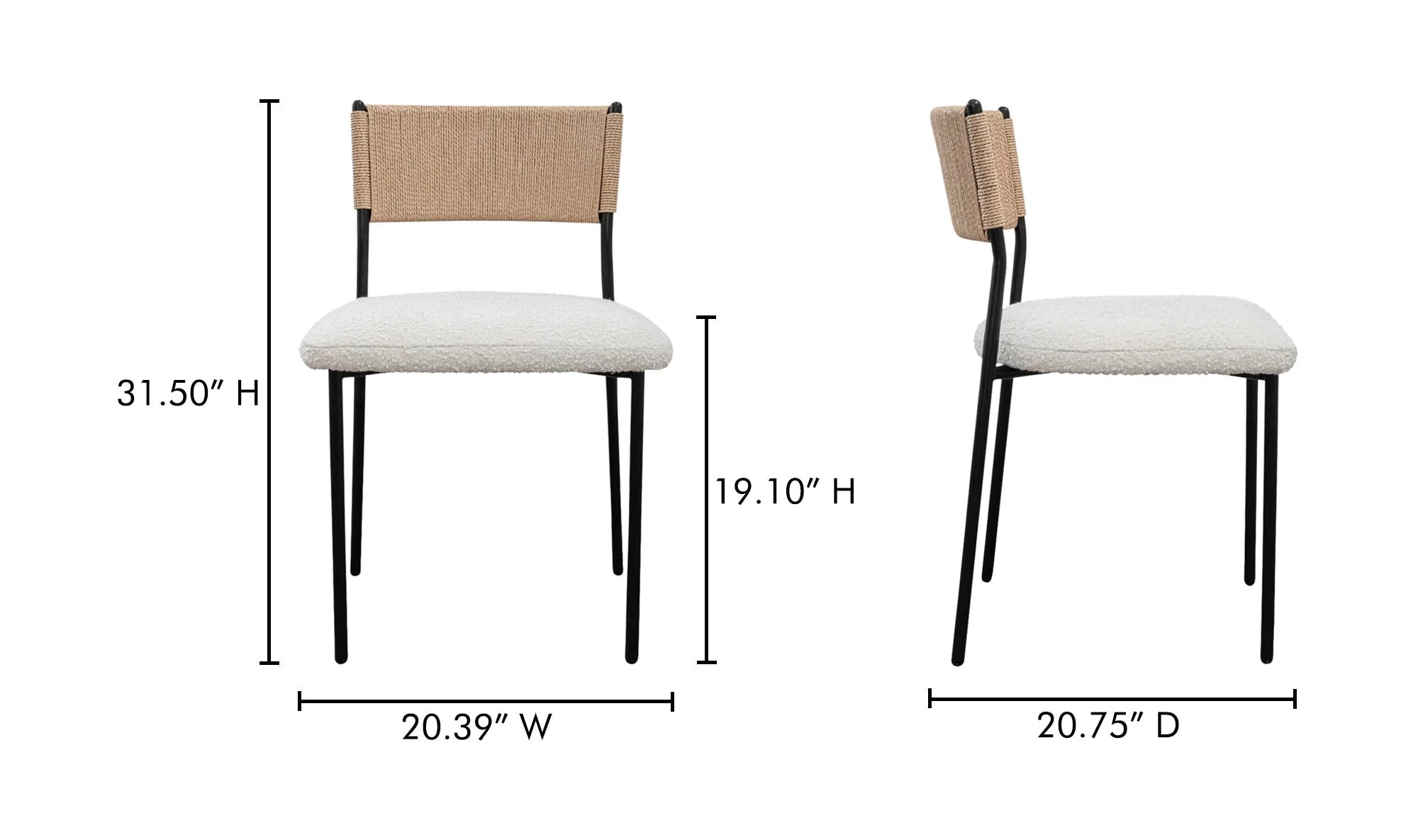 Moe's Home Foley Dining Chair White Set Of Two - Image 17