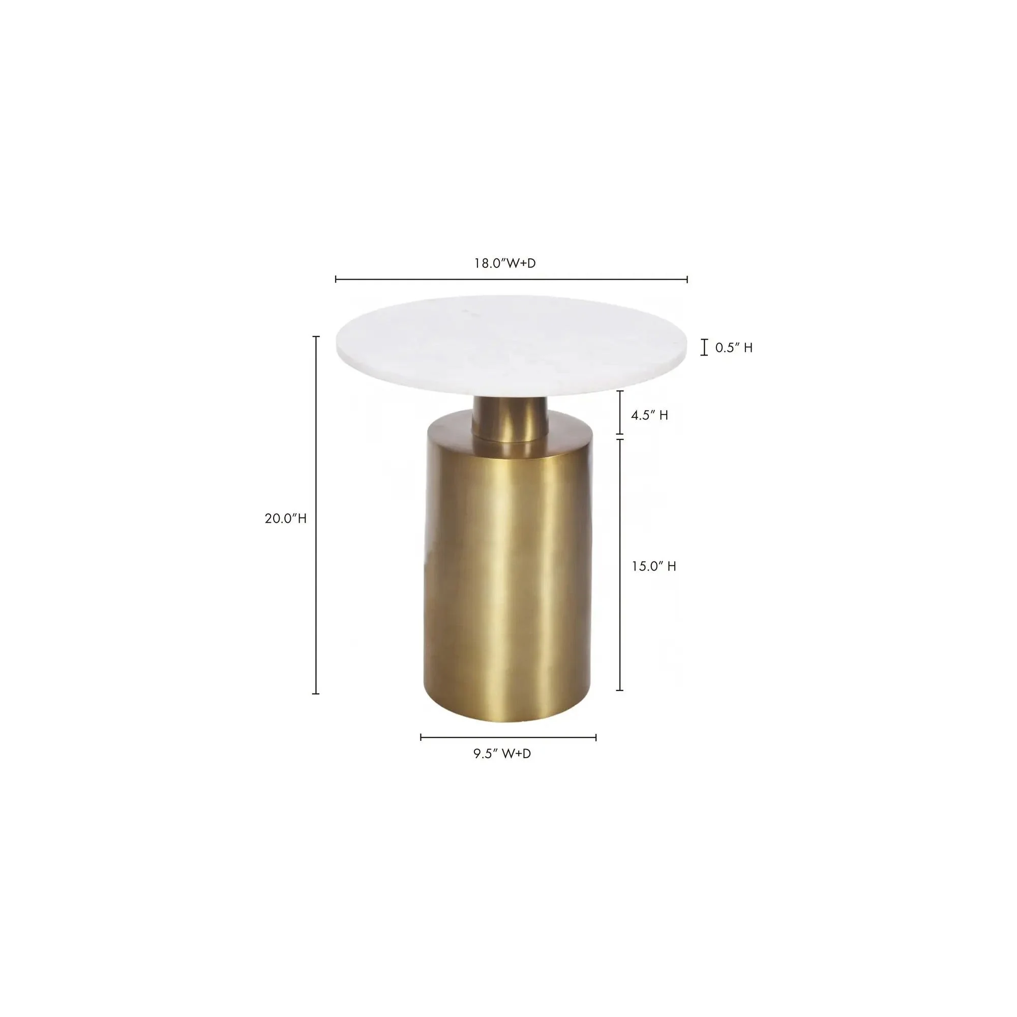 Moe's Home Collection France Gold Marble Accent Table - Image 6