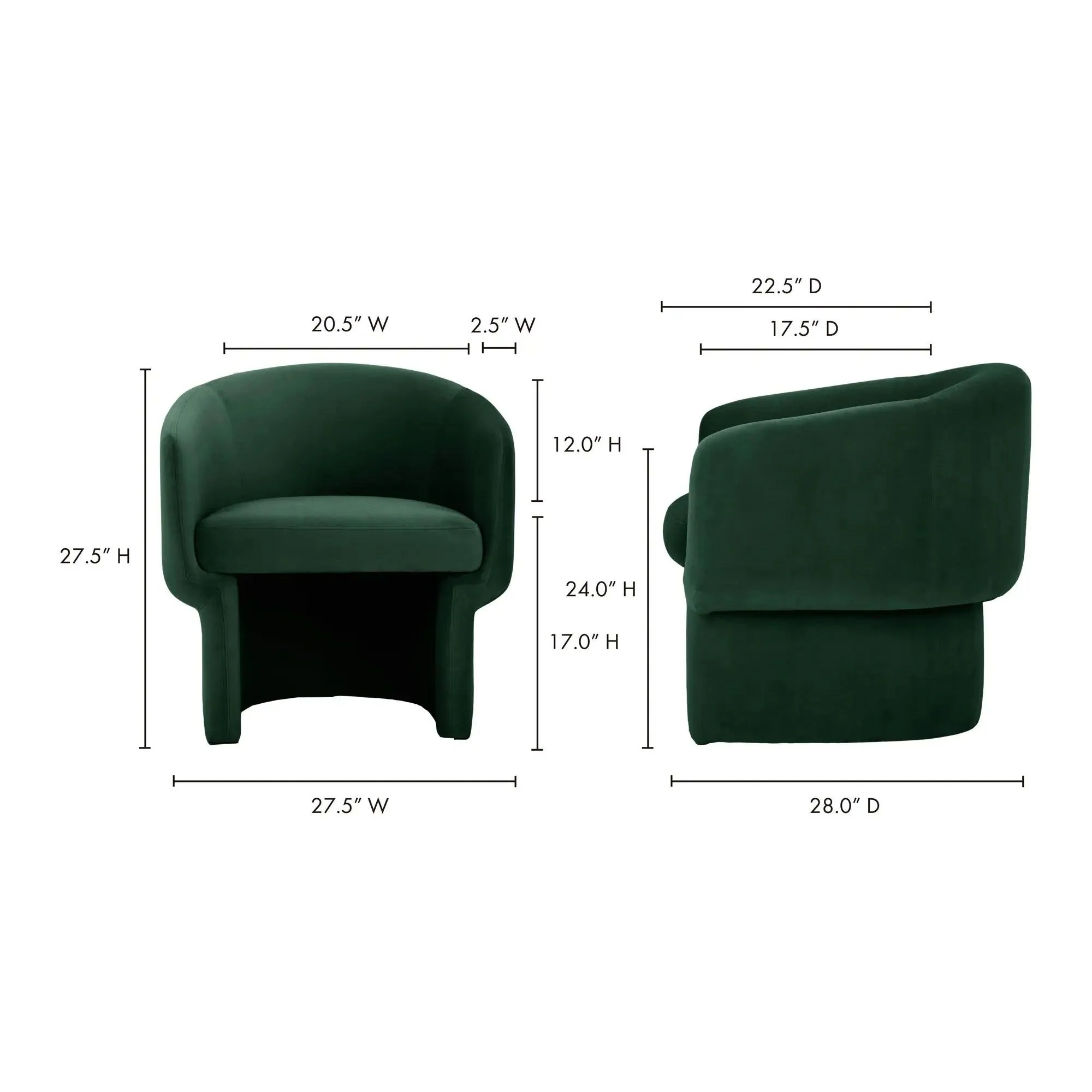 Moe's Home Collection Franco Dark Green Chair - Image 9
