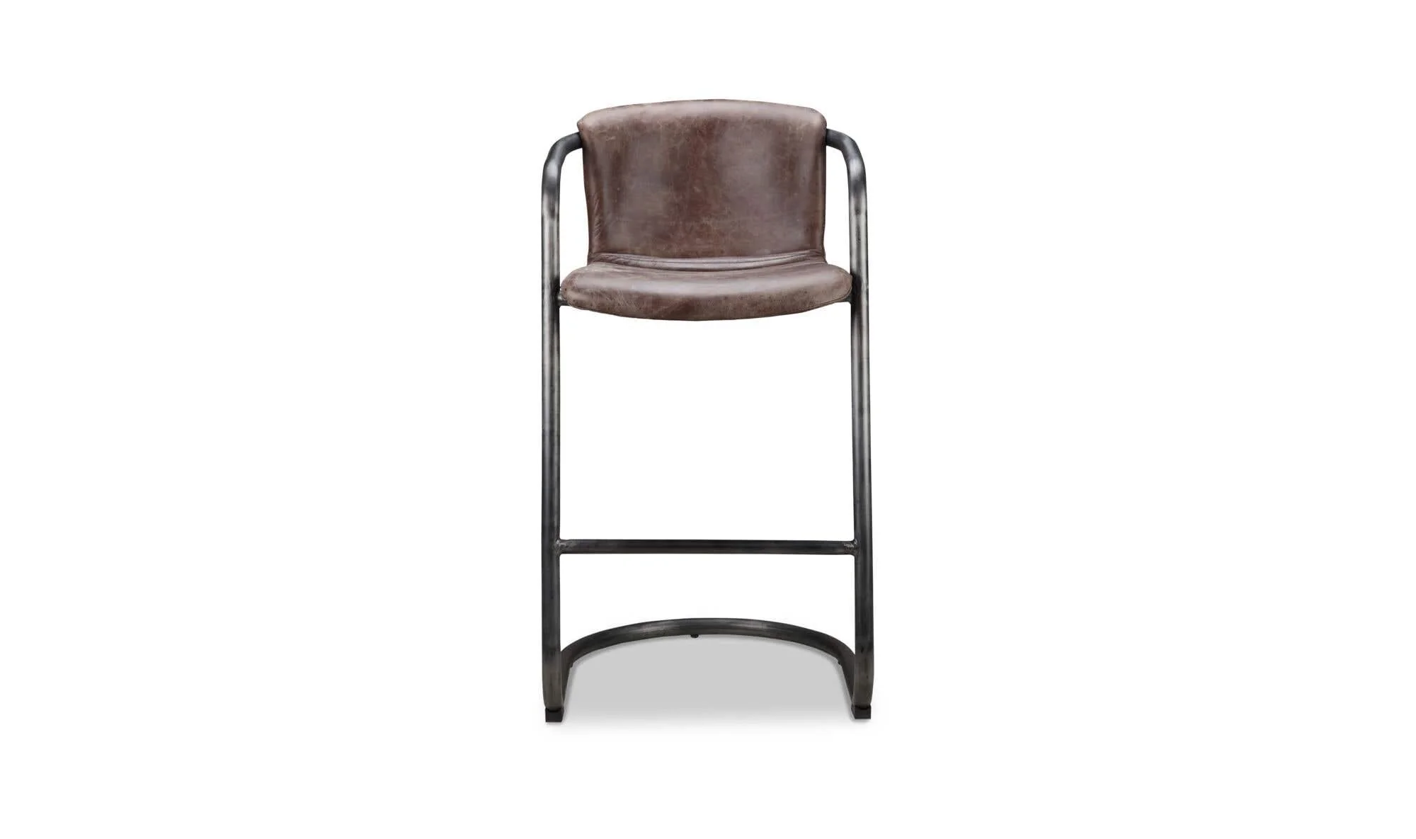 Moe's Home Freeman Barstool Grazed Brown Leather - Set Of Two - Image 3