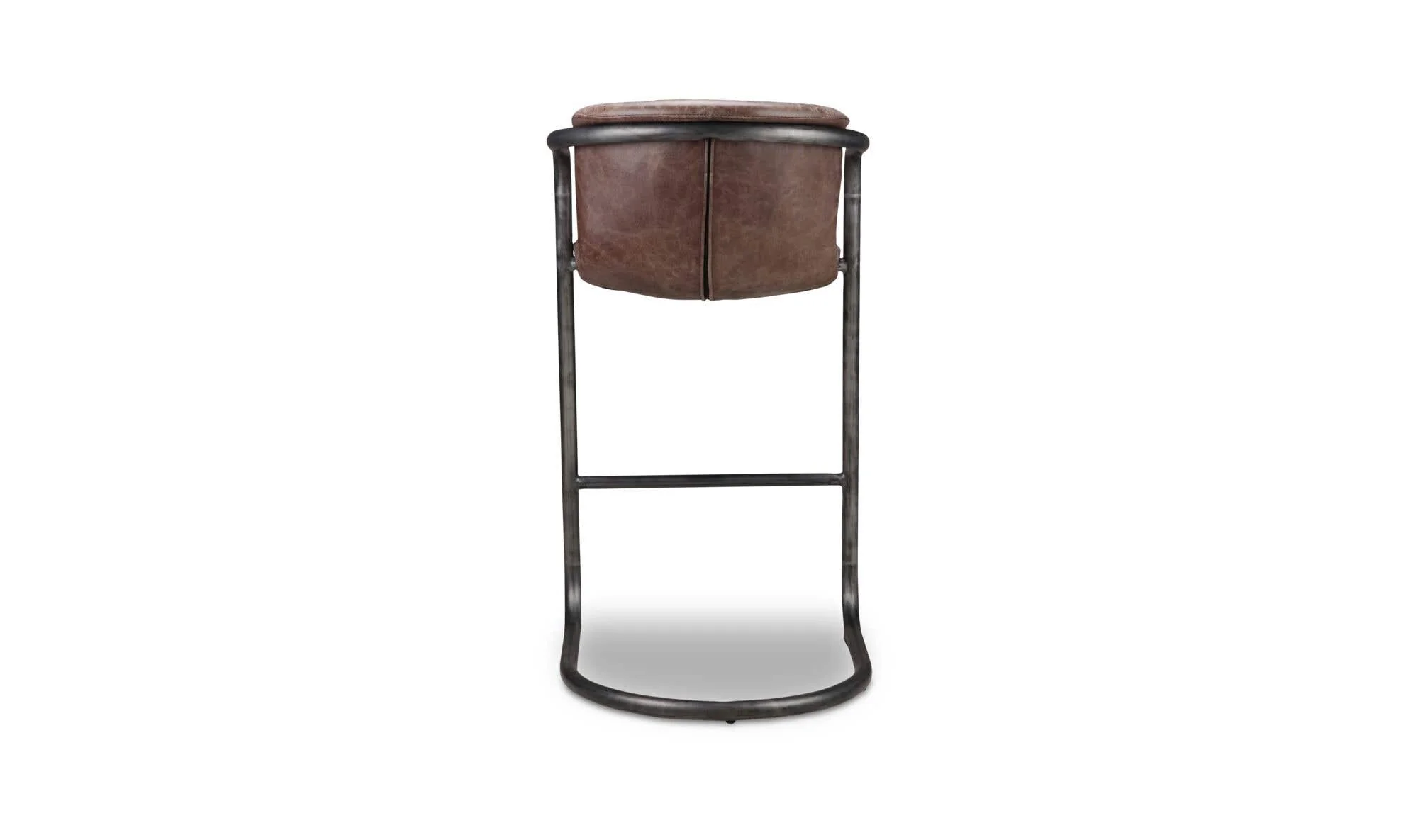 Moe's Home Freeman Barstool Grazed Brown Leather - Set Of Two - Image 5