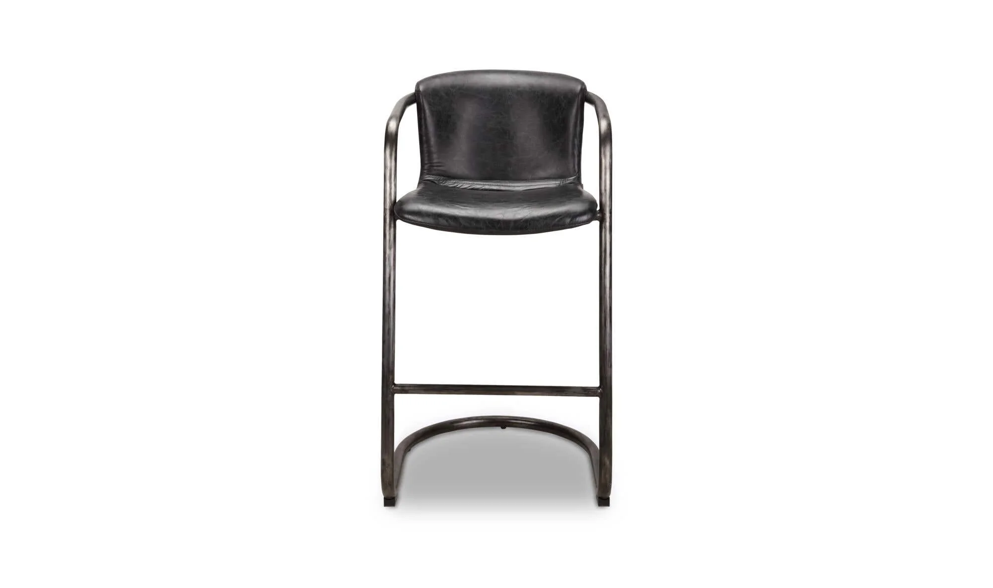 Moe's Home Freeman Barstool Onyx Black Leather - Set Of Two - Image 3