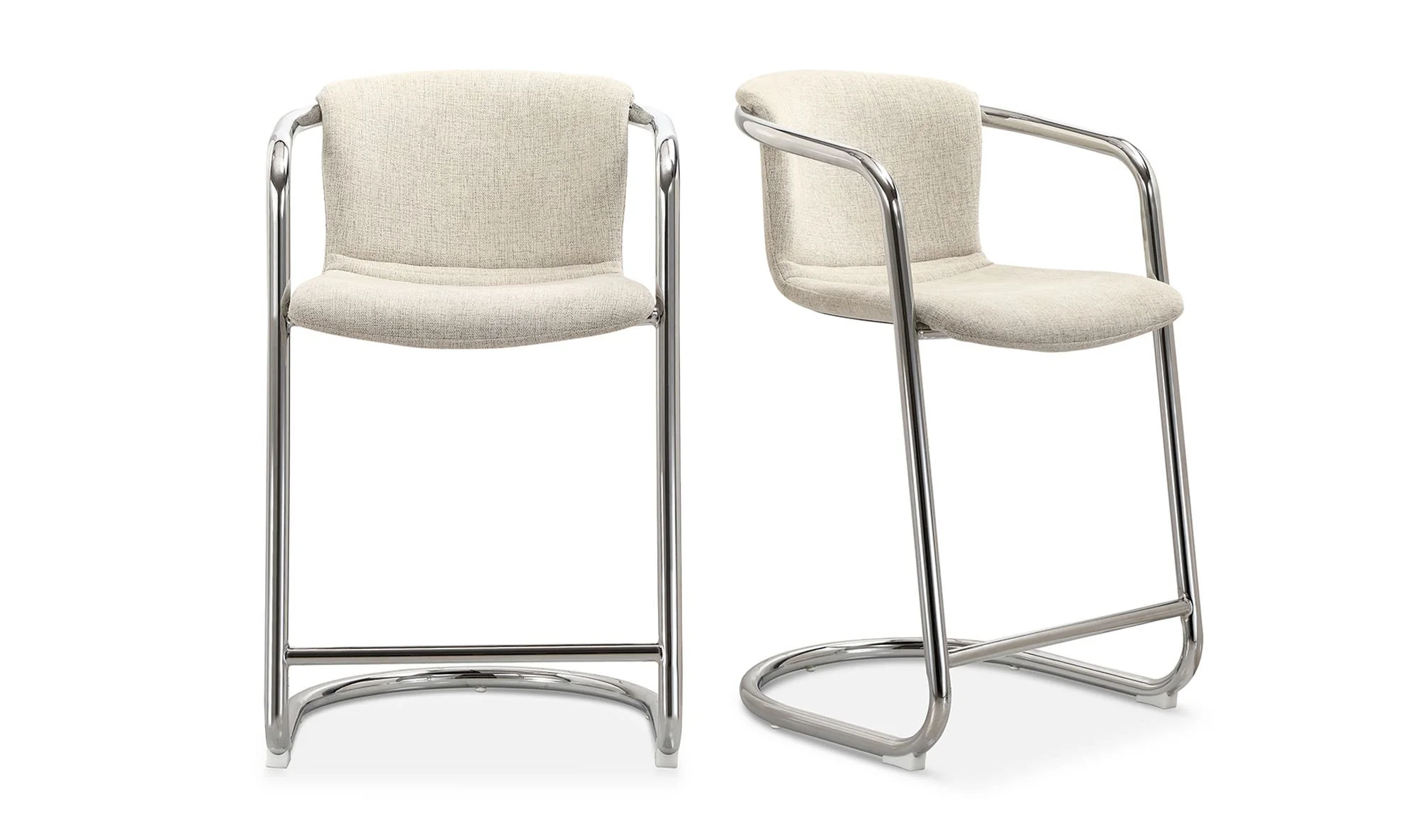 Moe's Home Freeman Chrome Frame Counter Stool Blended Cream - Set Of Two