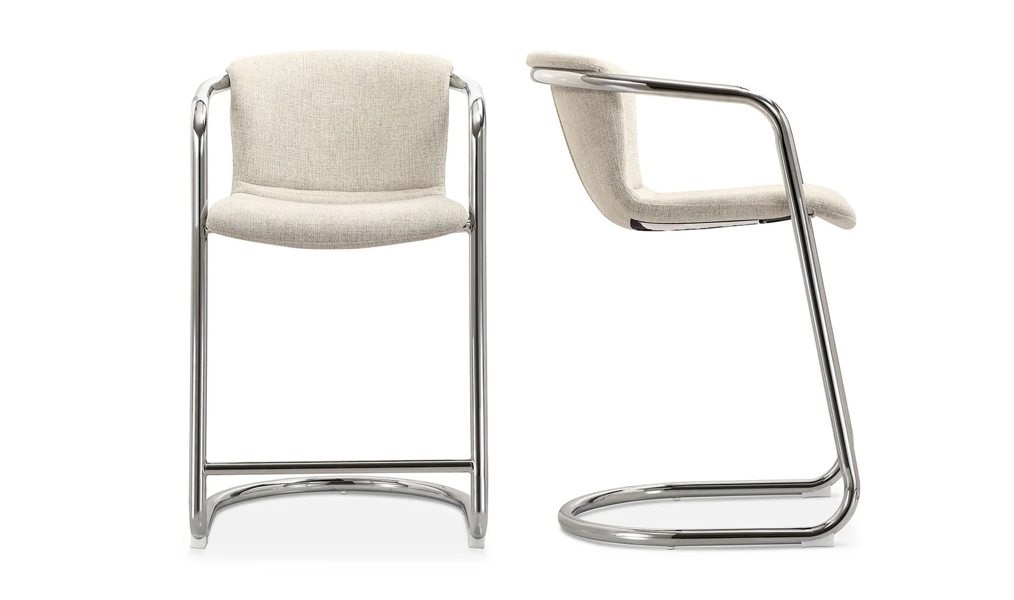 Moe's Home Freeman Chrome Frame Counter Stool Blended Cream - Set Of Two - Image 4