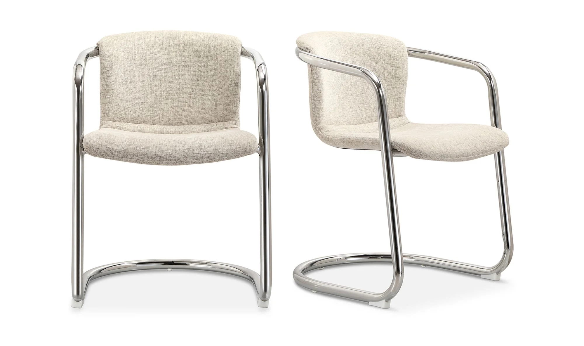 Moe's Home Freeman Chrome Frame Dining Chair Blended Cream - Set Of Two