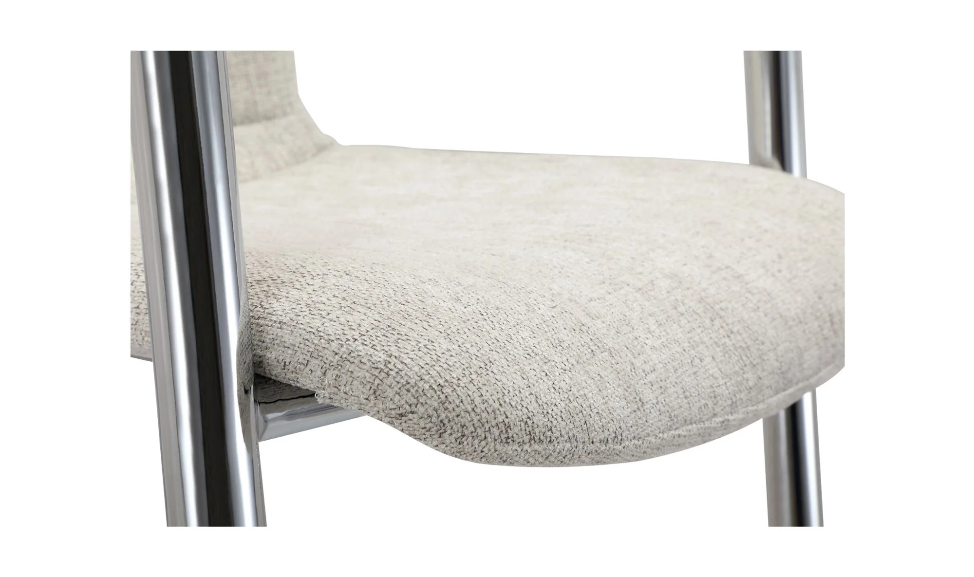 Moe's Home Freeman Chrome Frame Dining Chair Blended Cream - Set Of Two - Image 10