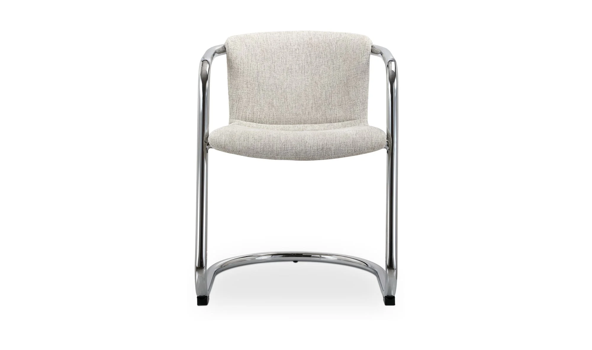 Moe's Home Freeman Chrome Frame Dining Chair Blended Cream - Set Of Two - Image 4
