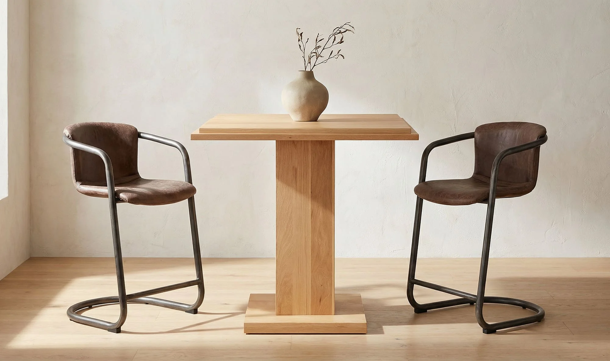 Moe's Home Freeman Counter Stool Grazed Brown Leather - Set Of Two - Image 2