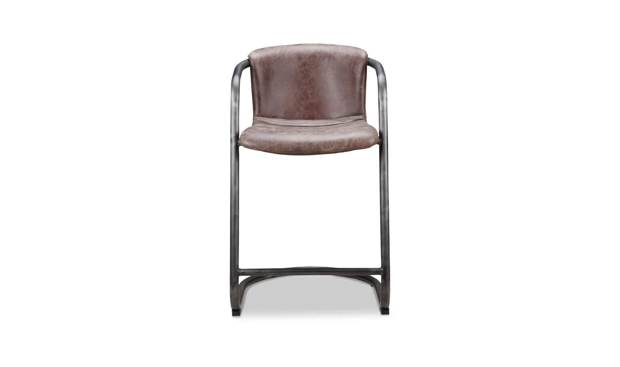 Moe's Home Freeman Counter Stool Grazed Brown Leather - Set Of Two - Image 3