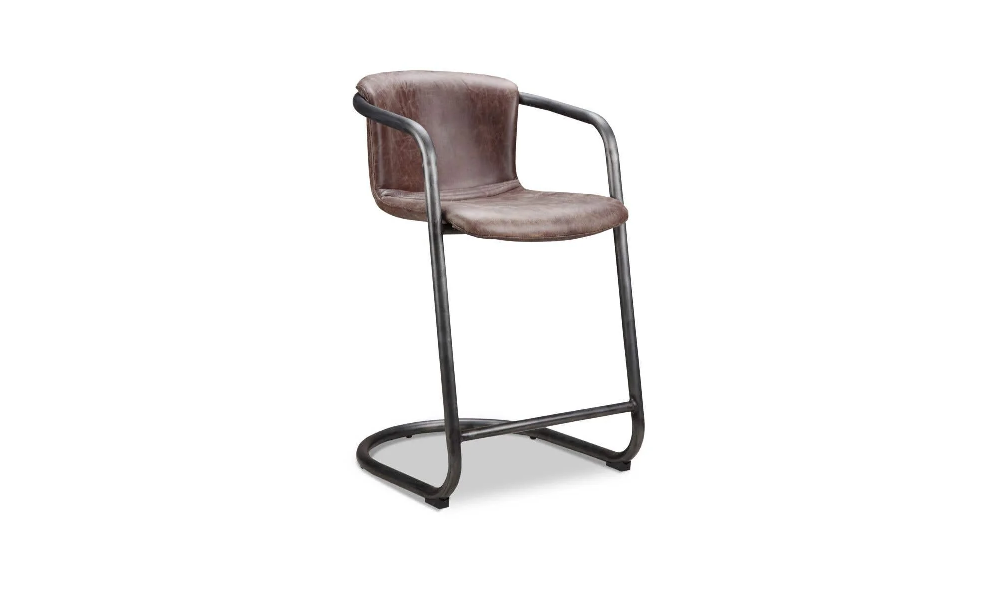 Moe's Home Freeman Counter Stool Grazed Brown Leather - Set Of Two - Image 4