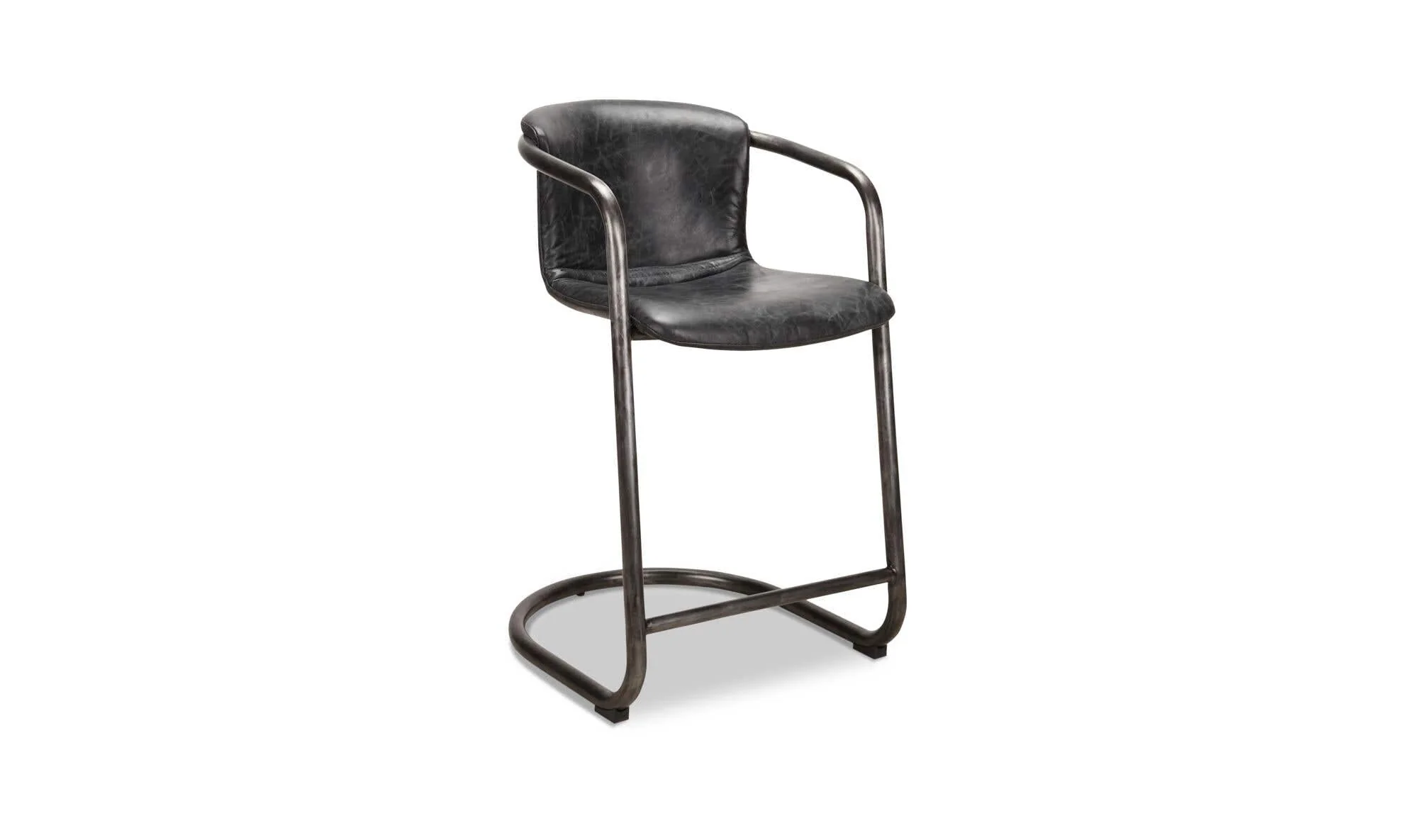 Moe's Home Freeman Counter Stool Onyx Black Leather - Set Of Two - Image 3