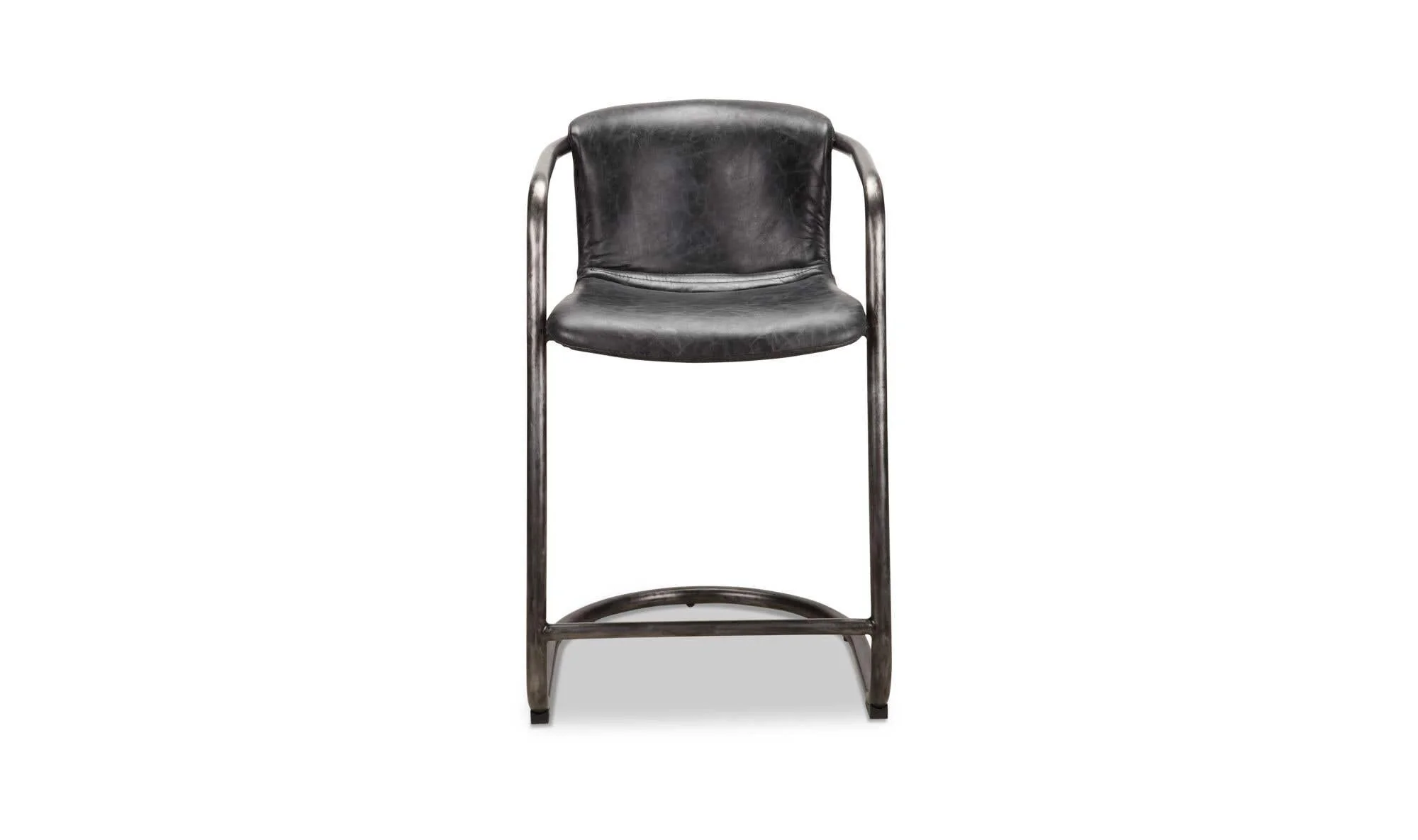 Moe's Home Freeman Counter Stool Onyx Black Leather - Set Of Two - Image 4
