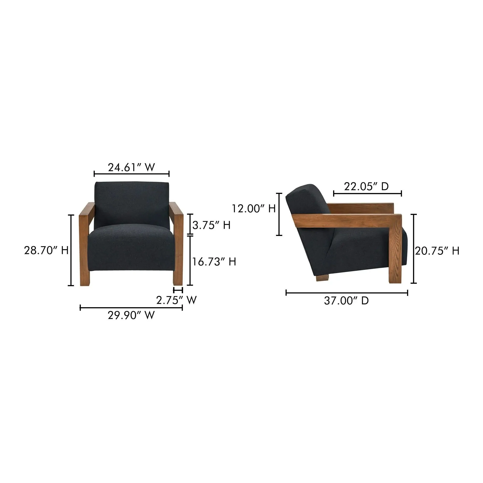 Moe's Home Collection Garnet Charcoal Lounge Chair - Image 11