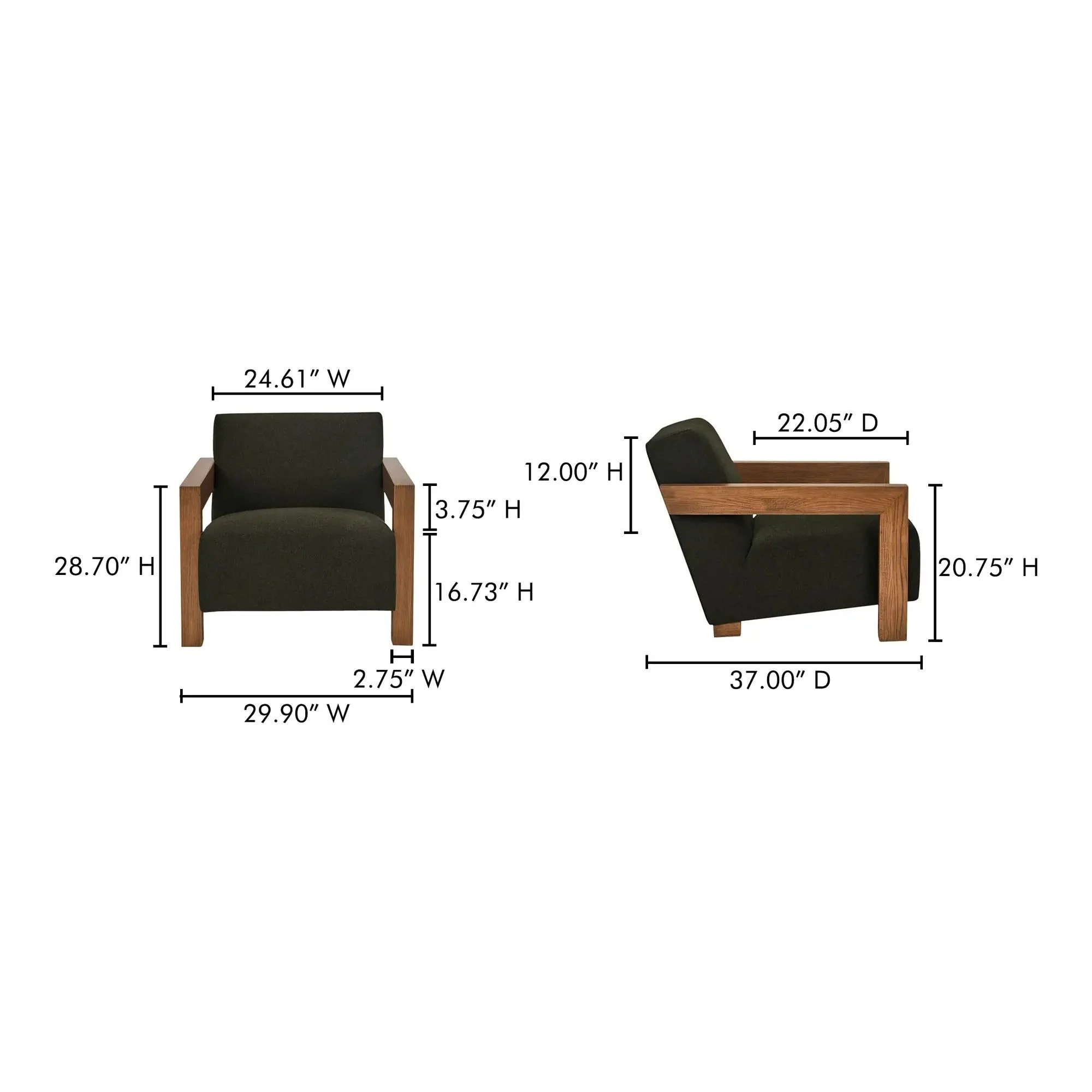 Moe's Home Collection Garnet Olive Lounge Chair - Image 12