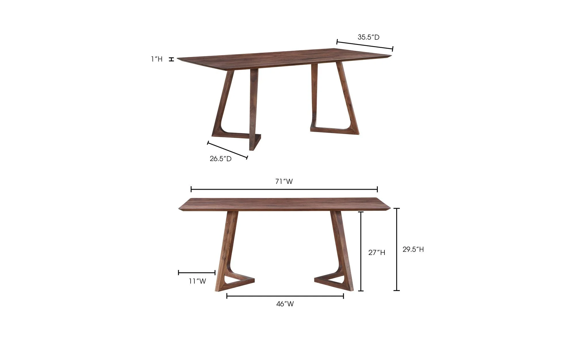 Moe's Home Godenza Rectangular Dining Table Walnut - Image 8