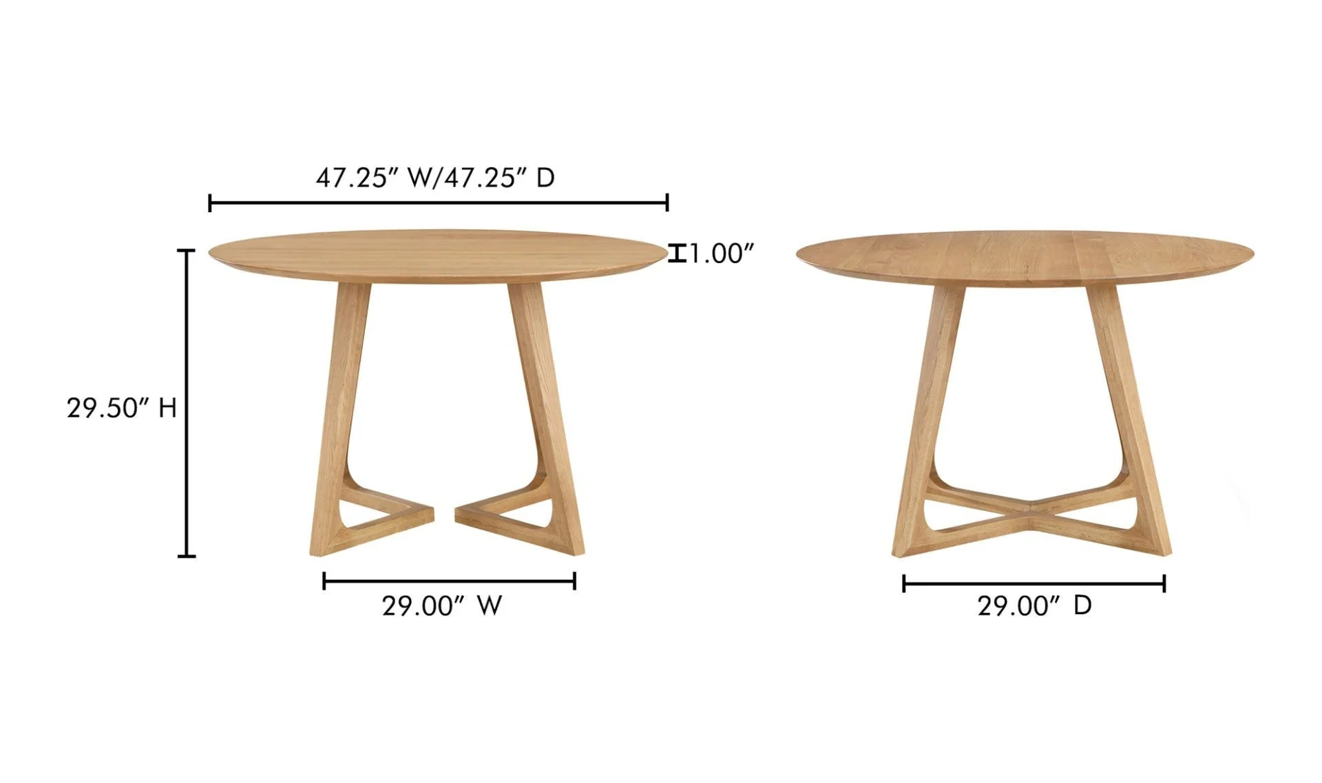 Moe's Home Godenza Round Dining Table Natural Oak - Image 9