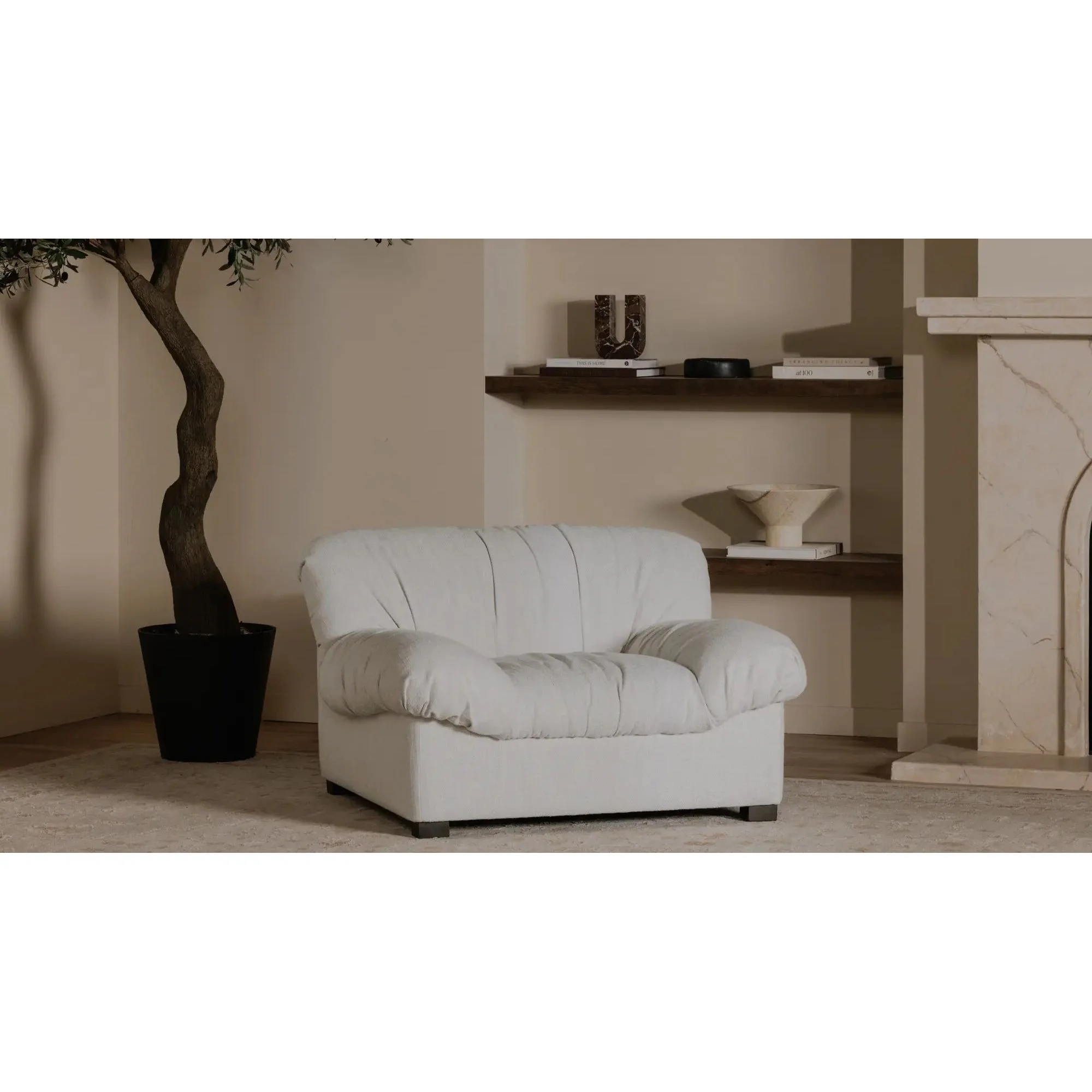 Moe's Home Collection Halston Flecked Oat Lounge Chair - Image 2