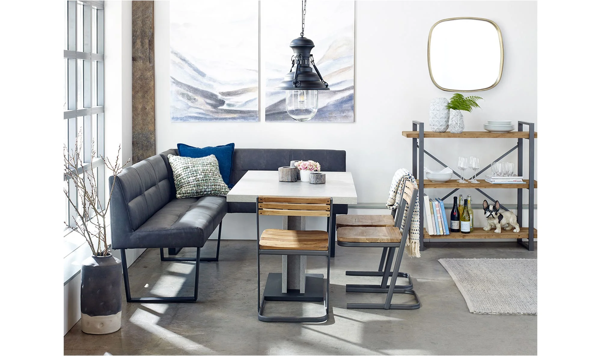 Moe's Home Hanlon Corner Bench Dark Grey - Image 2