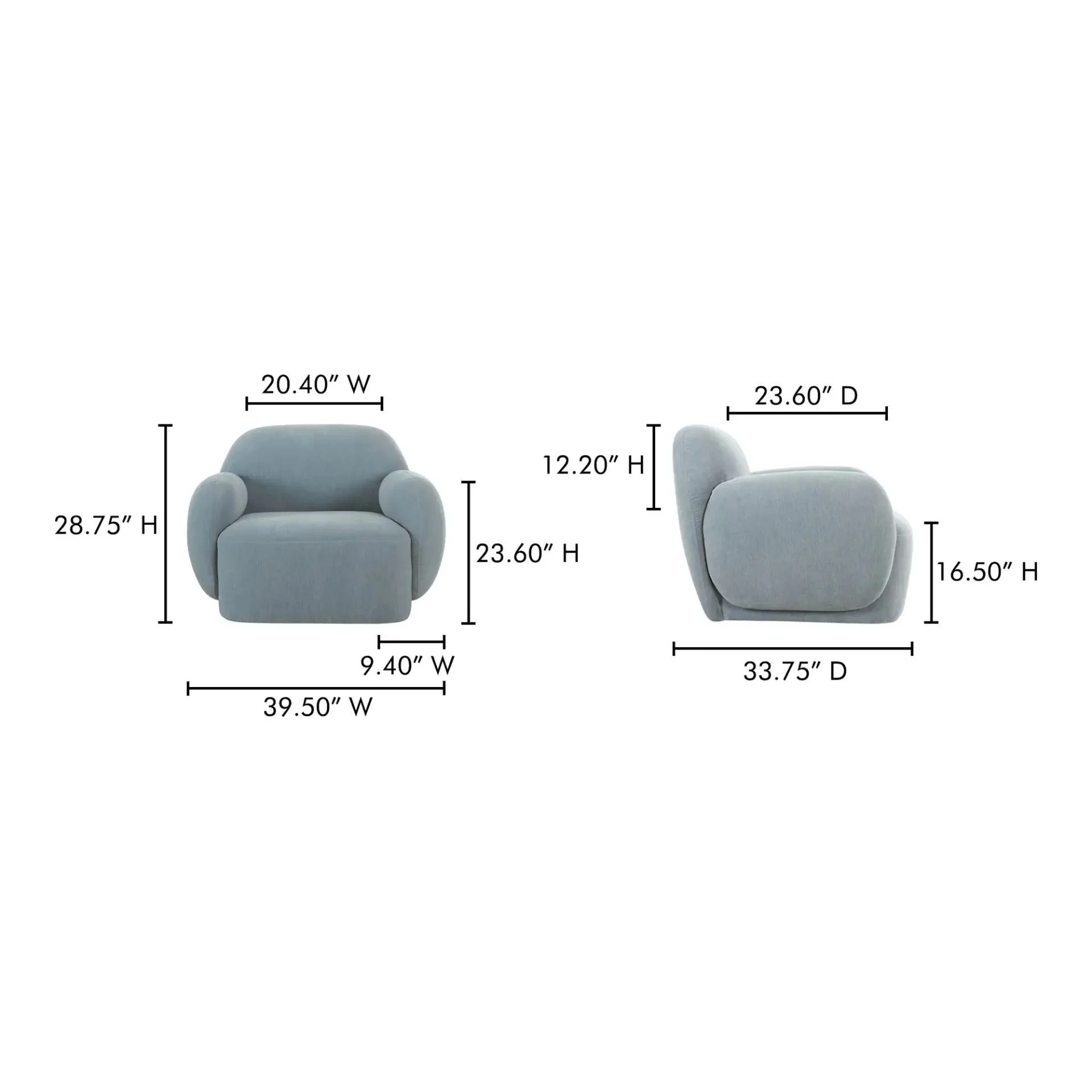 Moe's Home Collection Hazel Light Blue Lounge Chair - Image 9